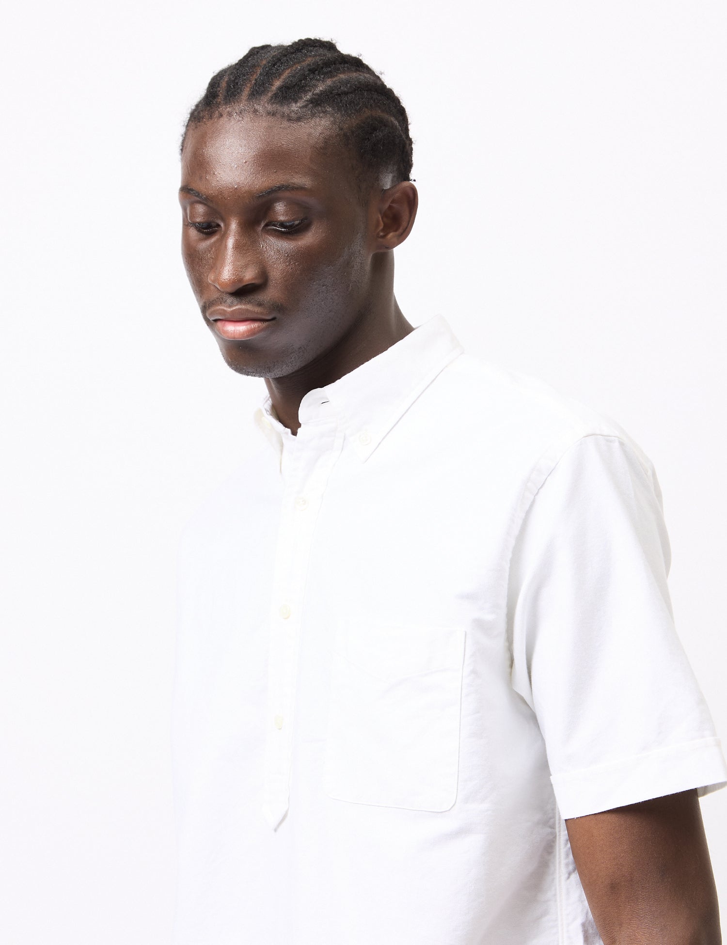 Beams Plus B.D. Pullover Short Sleeve Oxford Shirt - White — BHODE