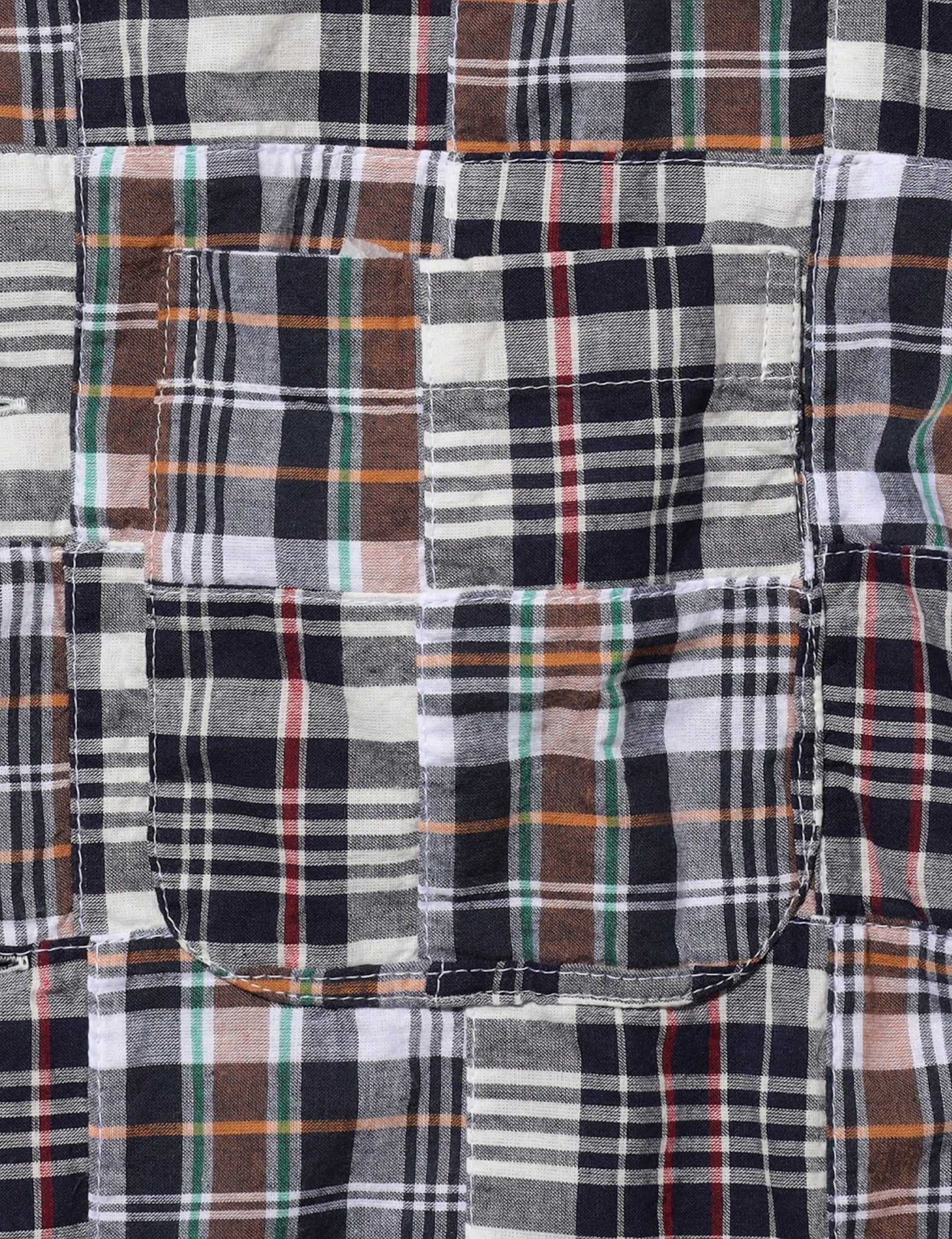 Beams Plus Cabana Boy-SHT Patchwork Madras Shirt - Navy Blue — BHODE