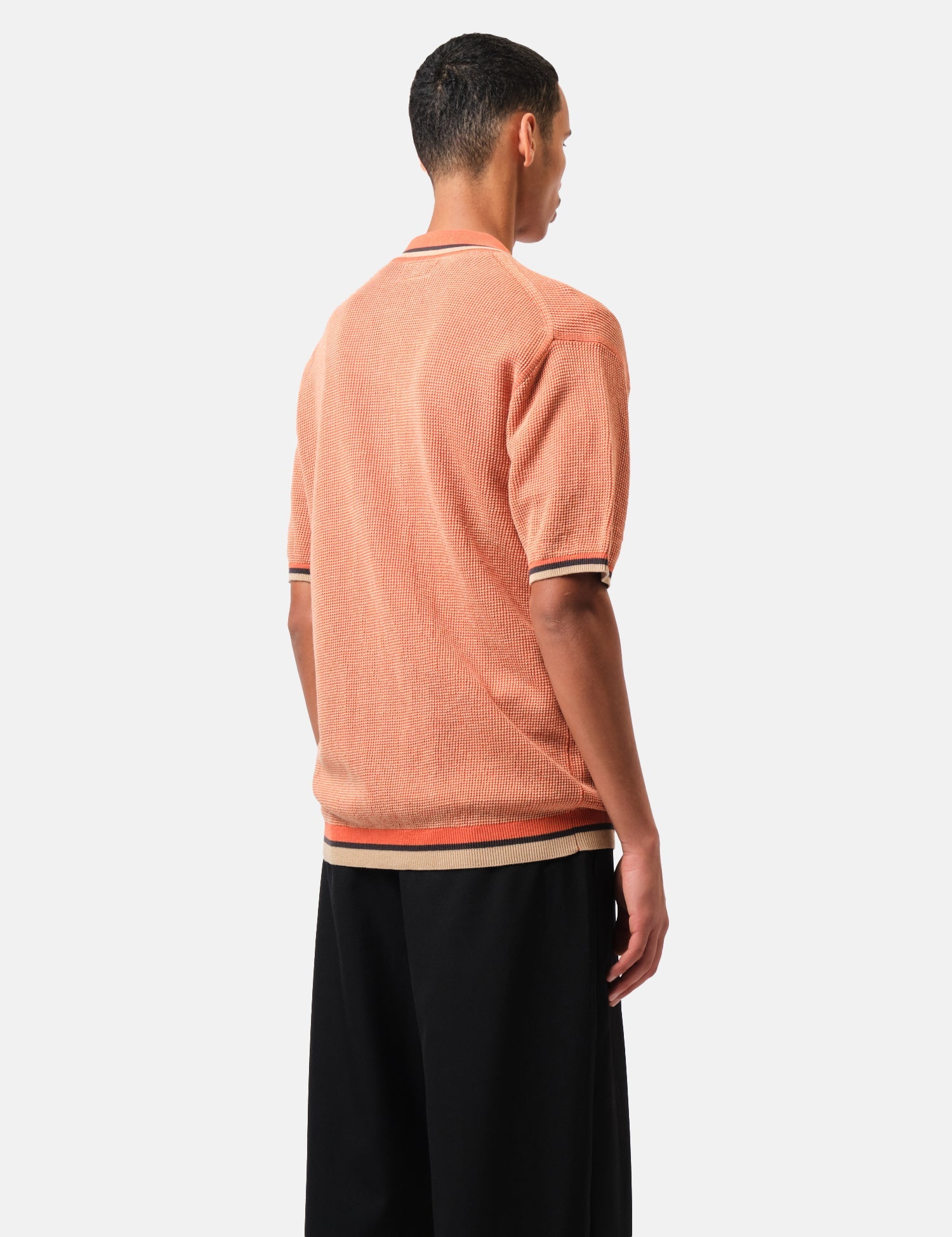 Beams Plus Zip Knit Polo Shirt - Orange — BHODE