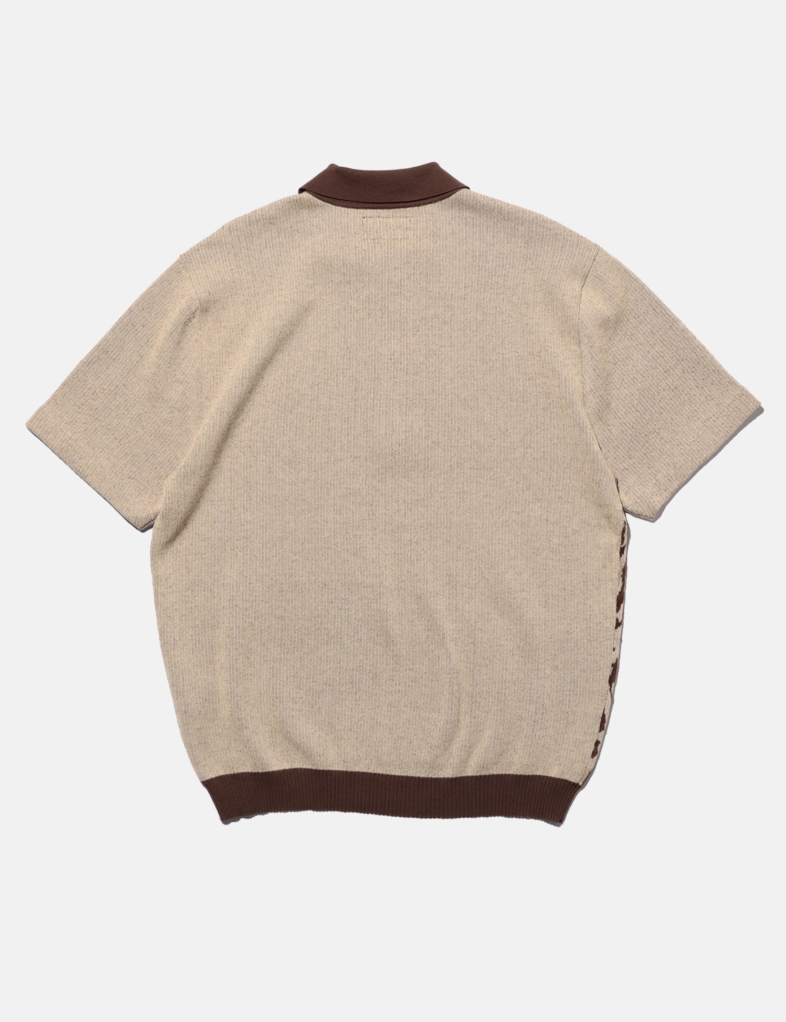 Beams Plus Half Zip Knit Polo (Giraffe Jacquard) - Beige — BHODE
