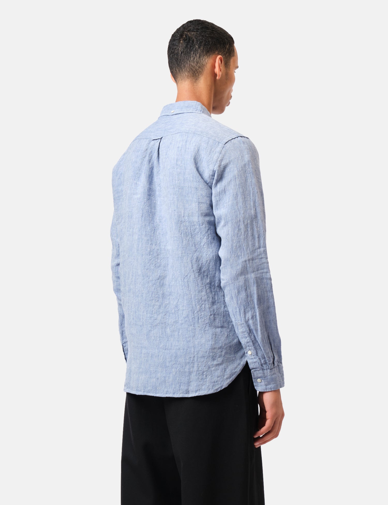 Beams Plus Button Down 1/40 Linen Chambray Shirt - Blue — BHODE