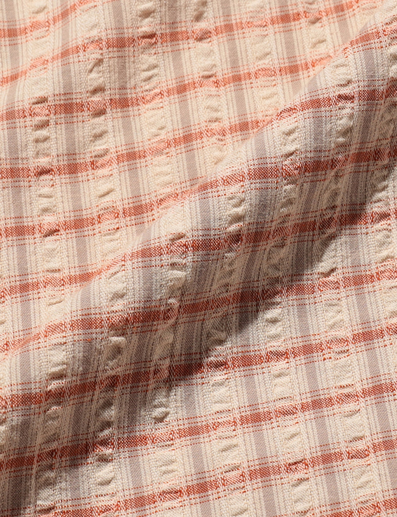 Beams Plus Open B.D. Plaid Shirt (Seersucker) - Red — BHODE