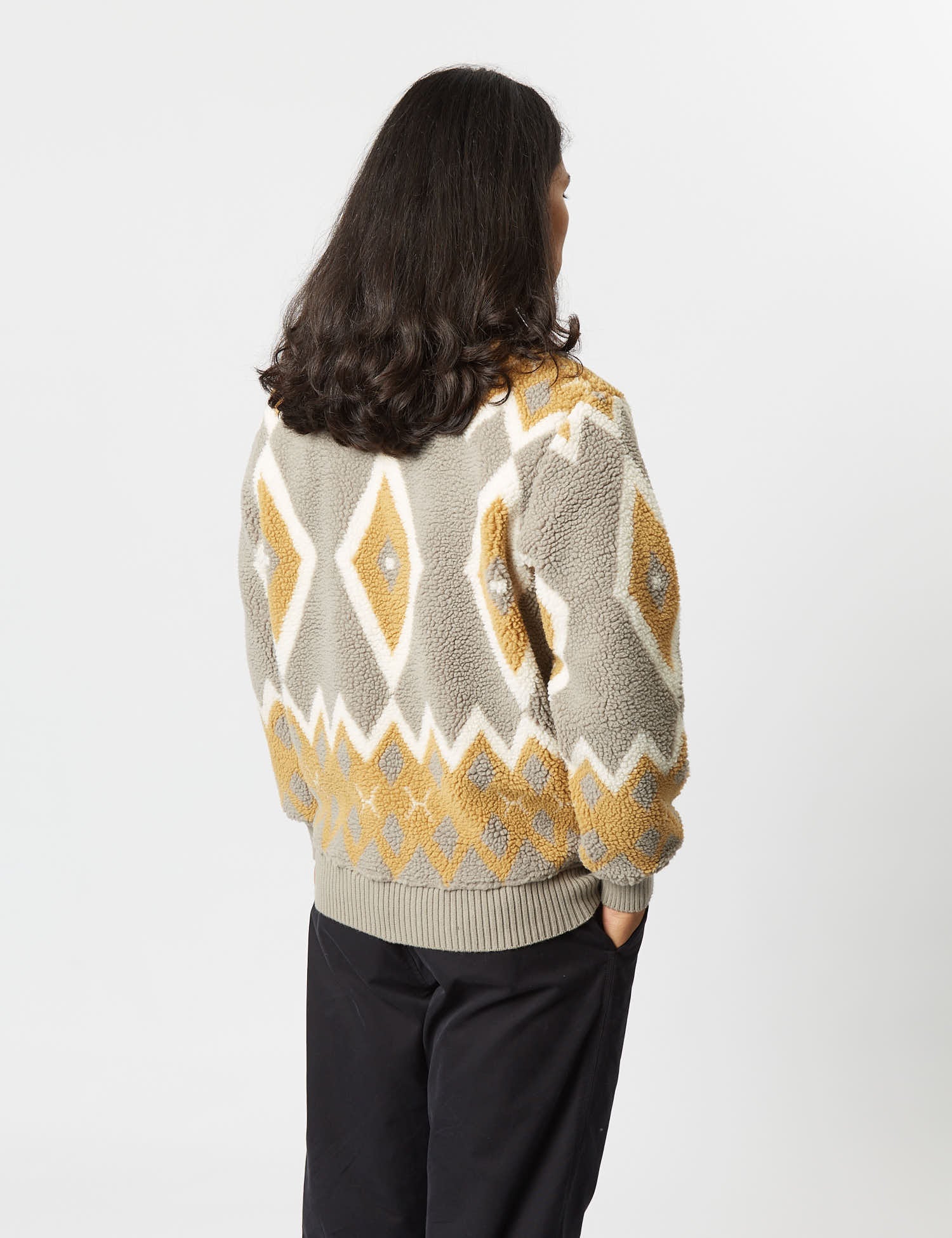 Beams Plus Boa Cardigan - Light Grey/Mustard — BHODE