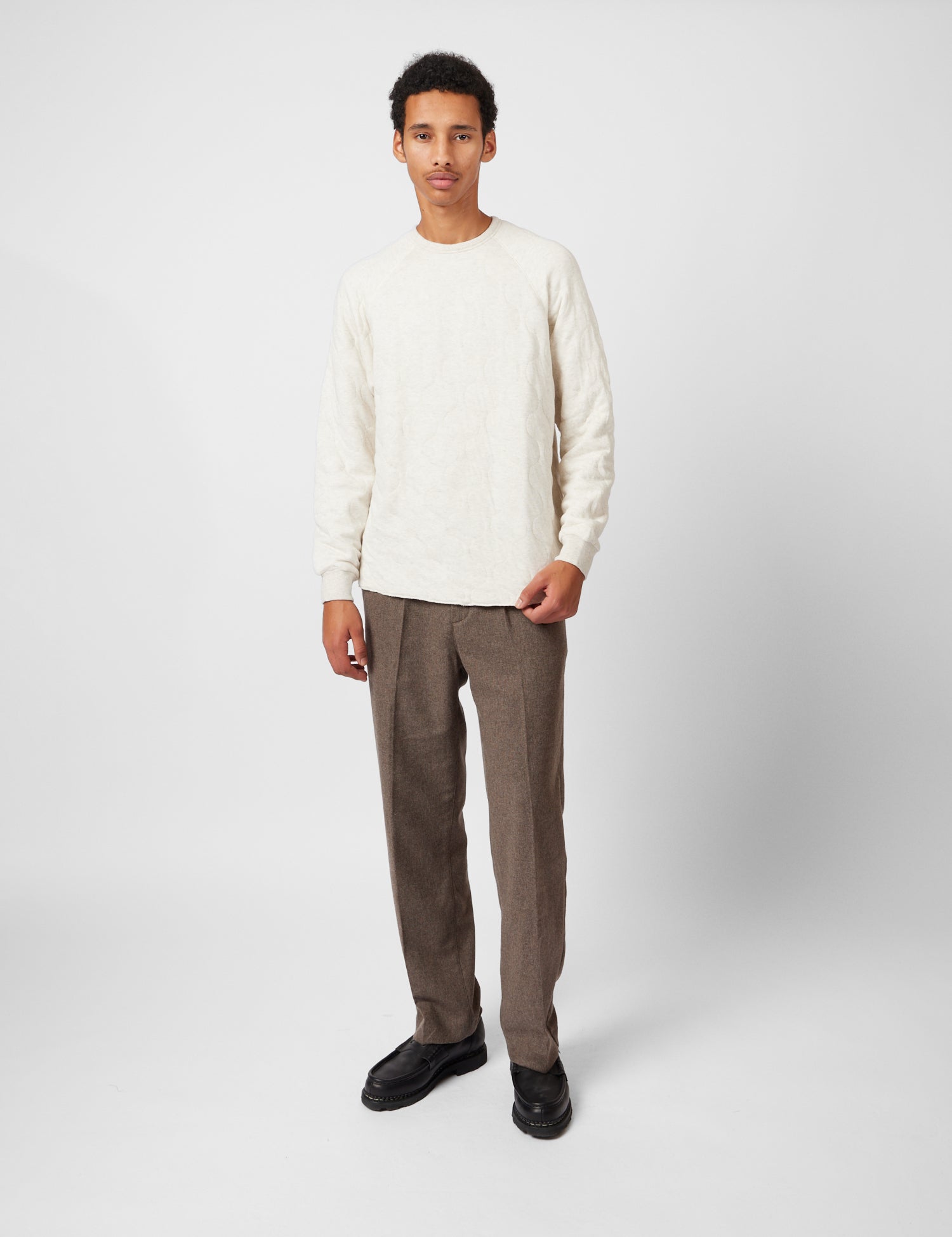 Beams Plus MIL Quilt Crew Sweatshirt - Oatmeal — BHODE