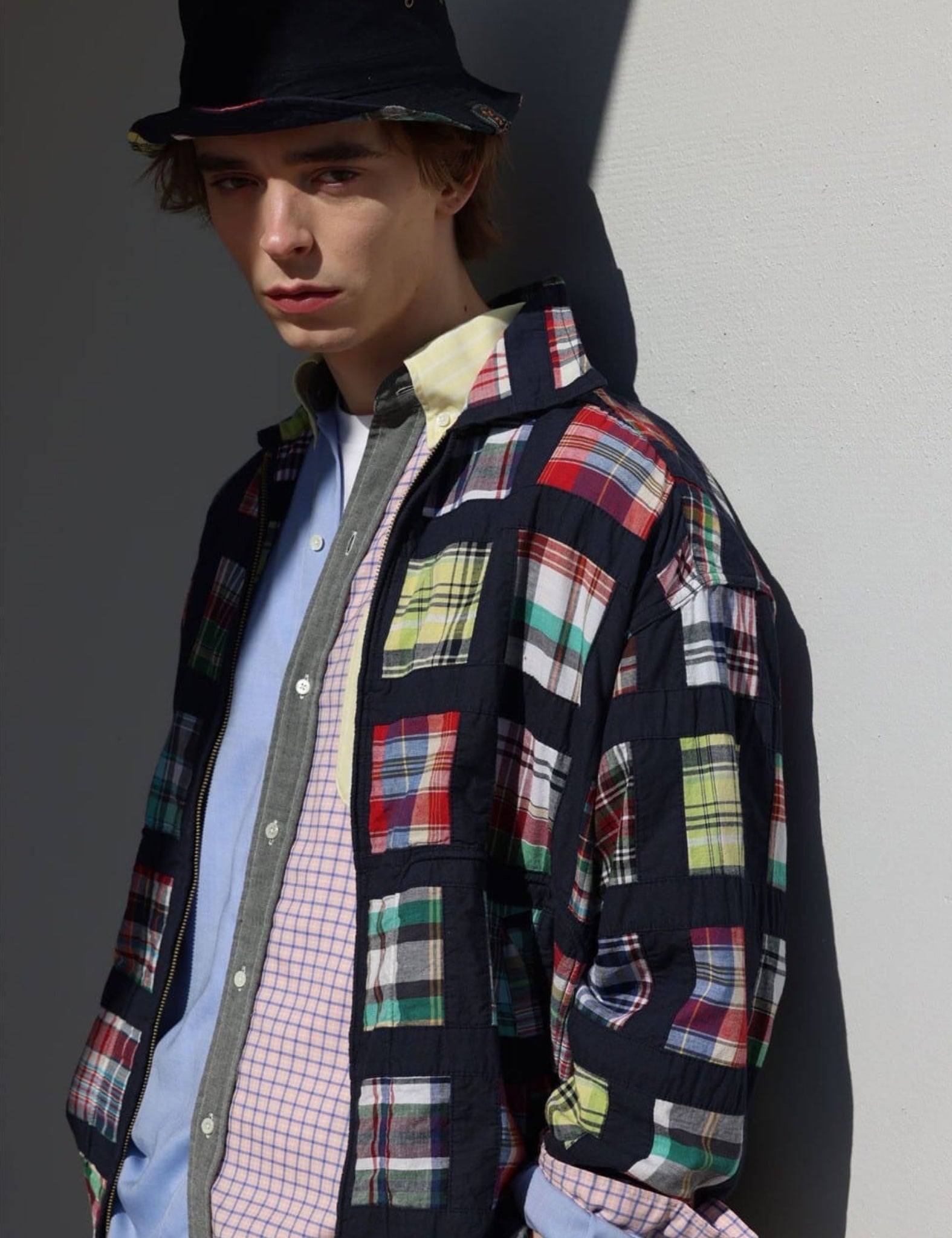 Beams Plus Short Window Jacket (Patchwork Madras) - Navy Blue — BHODE
