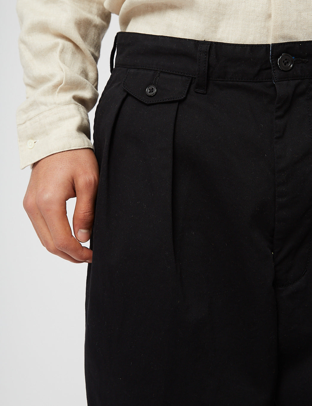 Beams Plus 2 Pleat Twill Trousers - Black — BHODE