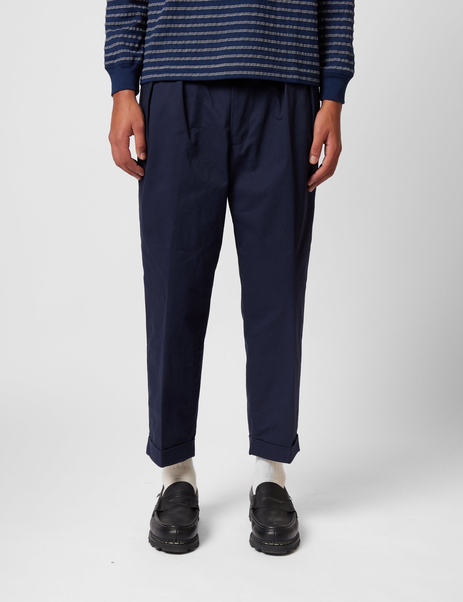 Beams Plus 2 Pleat Twill Pants - Dark Navy Blue — BHODE