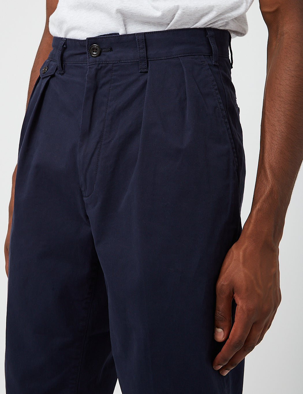 Beams Plus 2 Pleat Twill Pants - Dark Navy Blue — BHODE