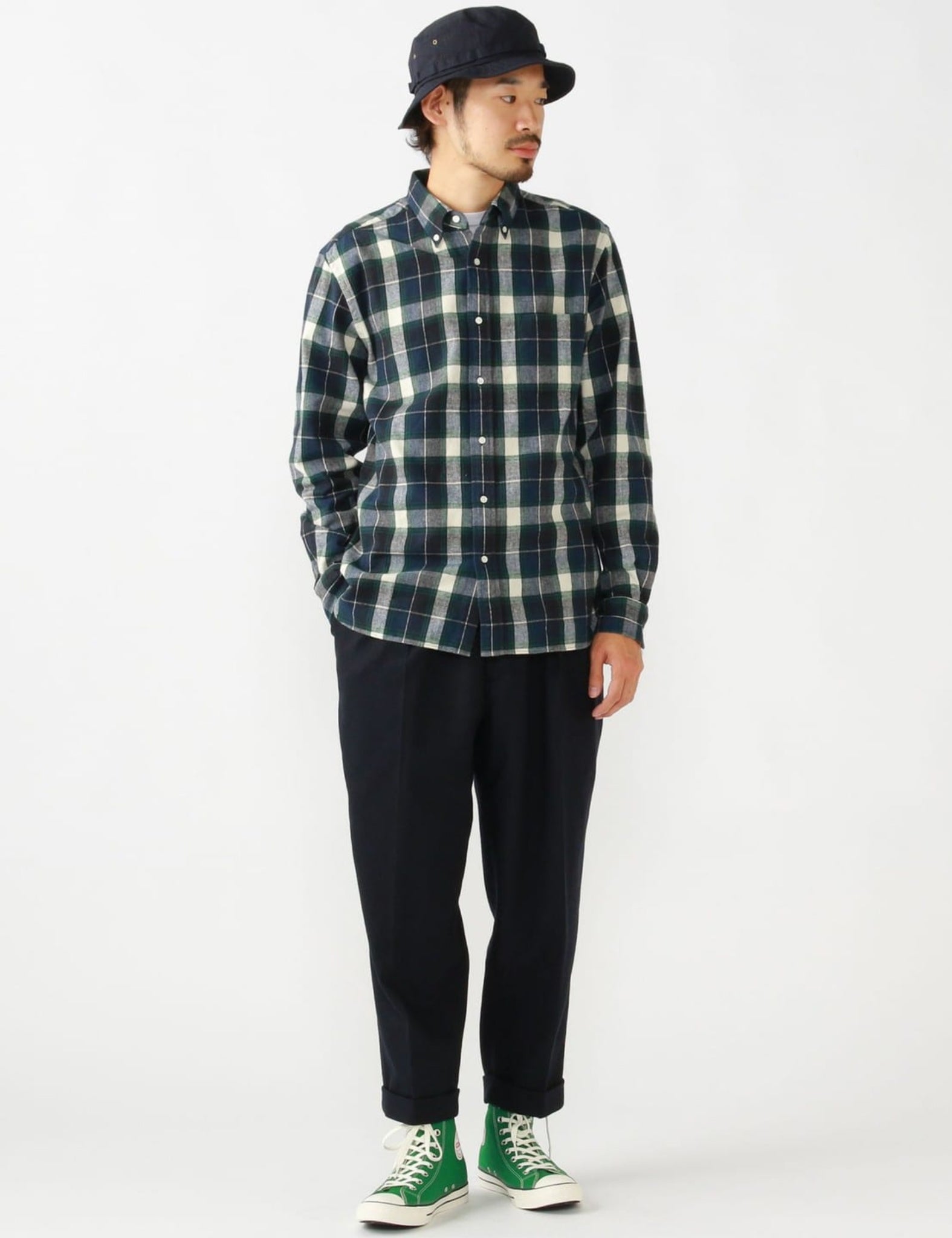 Beams Plus 2 Pleats Tapered Flannel - Navy Blue — BHODE