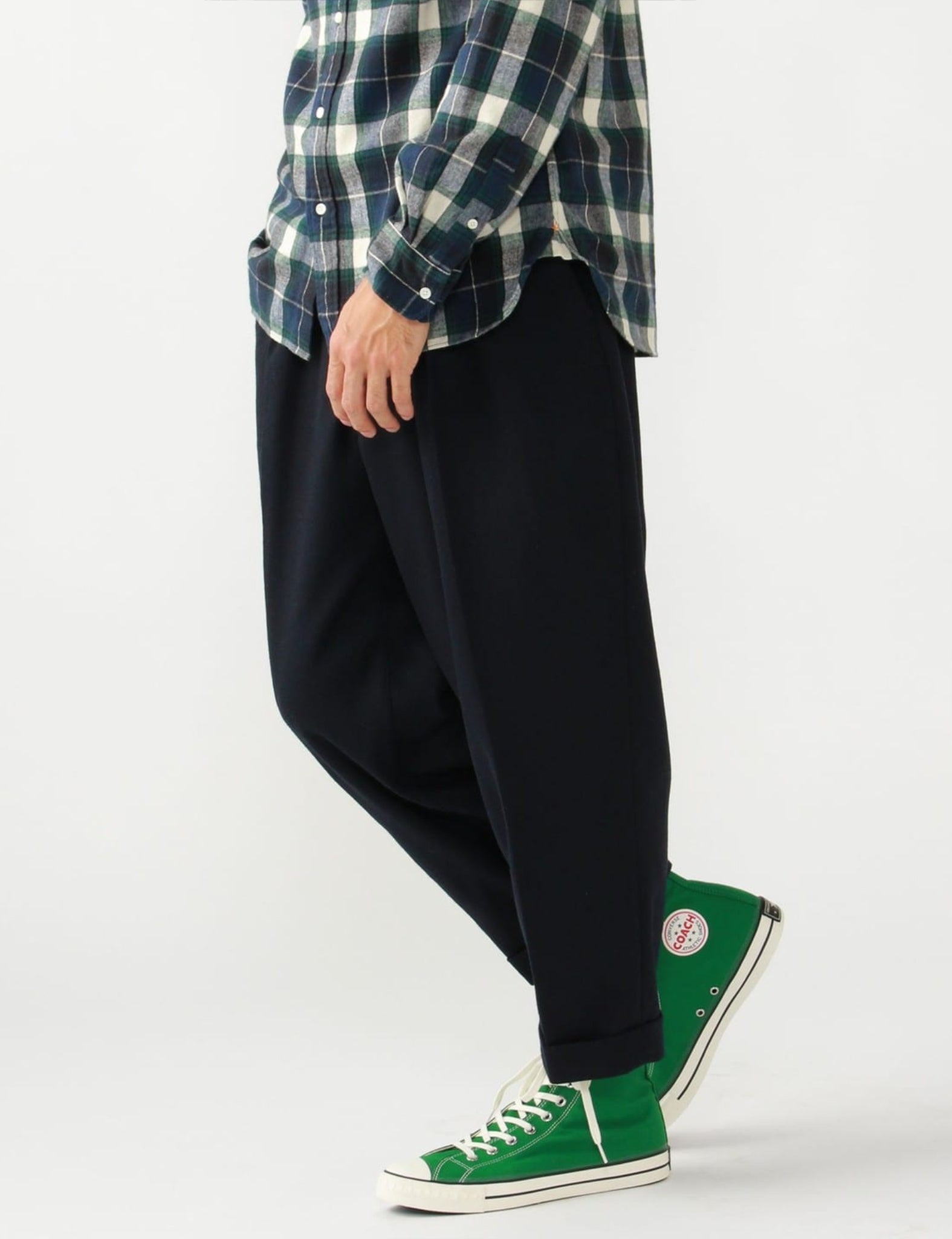 Beams Plus 2 Pleats Tapered Flannel - Navy Blue — BHODE
