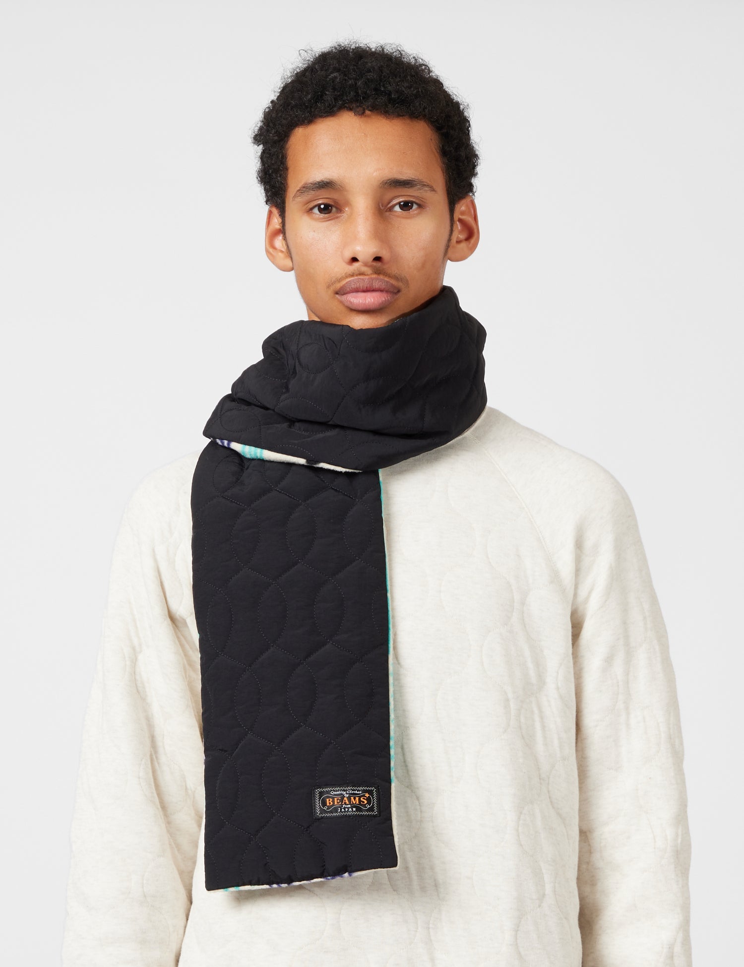 Beams Plus Muffler Boa Quilting Scarf - Black/Animal — BHODE