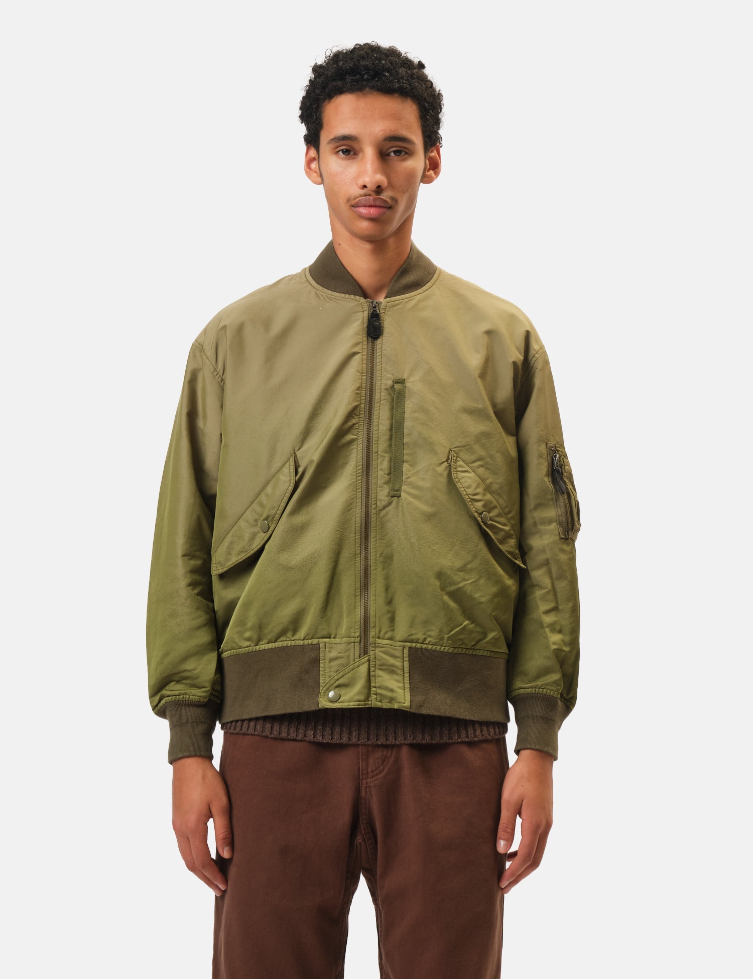 Beams Plus MIL Flight Jacket Iridescent Twill - Olive Green — BHODE