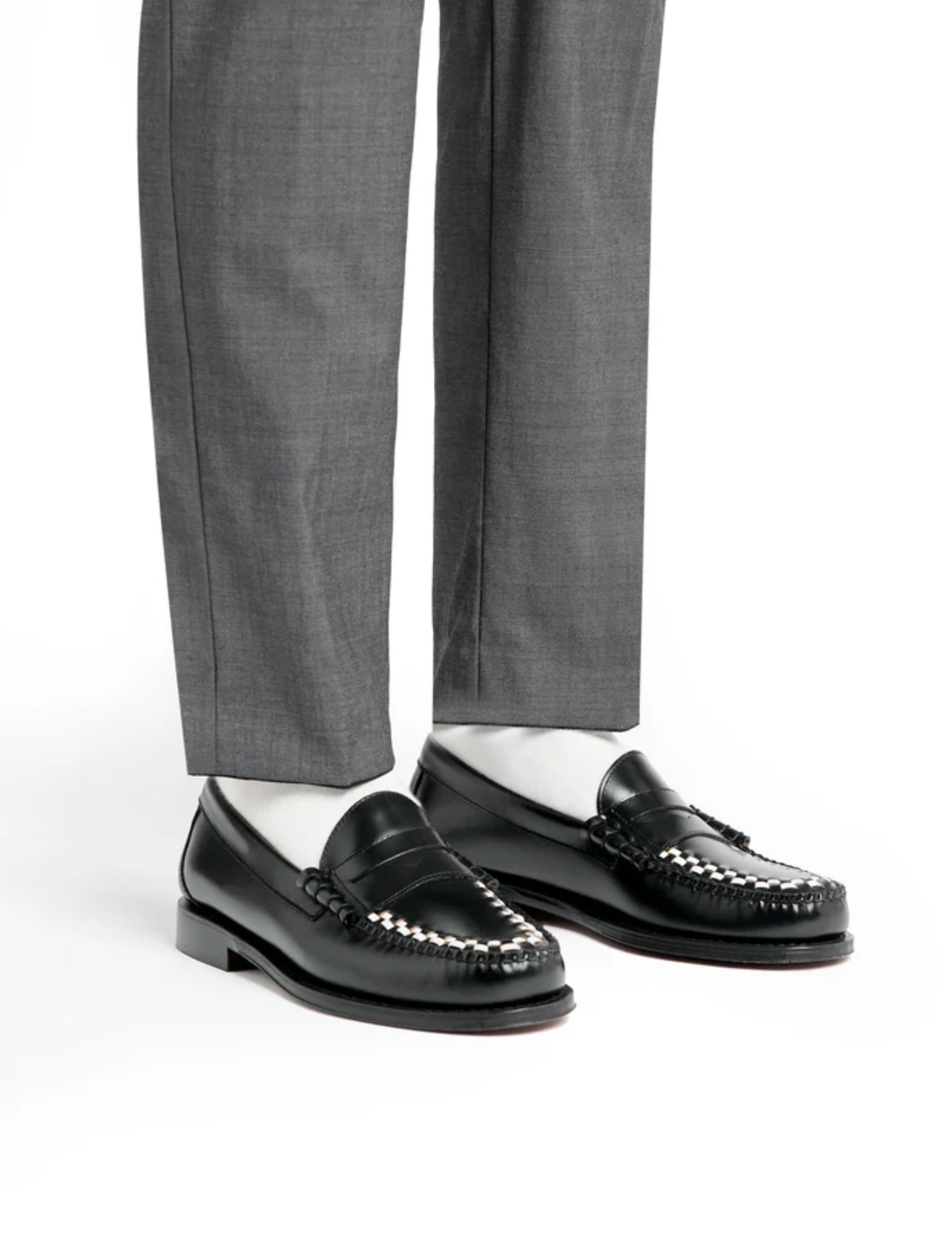 G.H. Bass Weejun Larson Weave Moc Loafer (Leather) - Black/White — BHODE