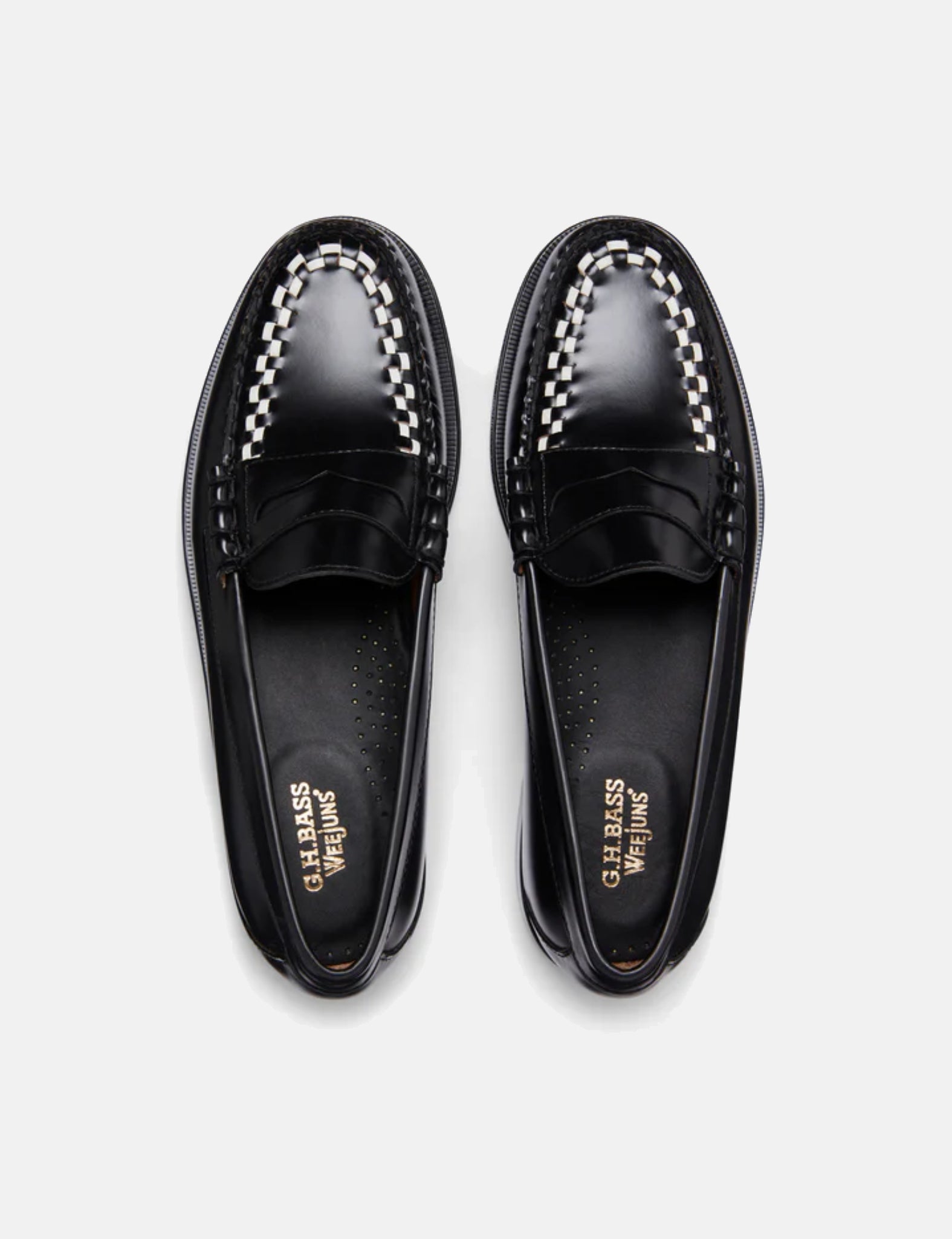 G.H. Bass Weejun Larson Weave Moc Loafer (Leather) - Black/White — BHODE