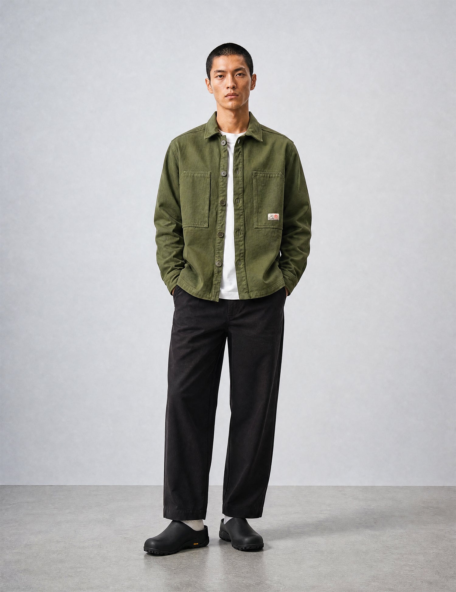 Bhode Map Pocket Overshirt Twill - Army Green