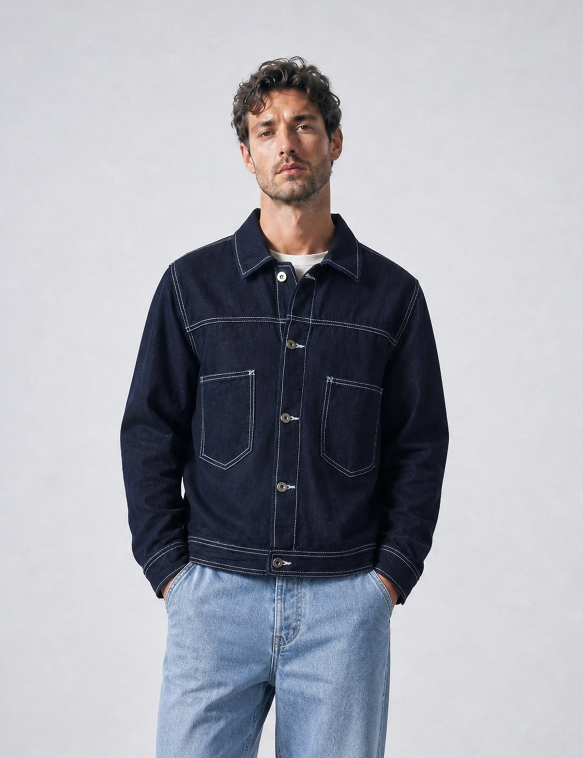 Bhode Denim Jacket - Dark Indigo Blue