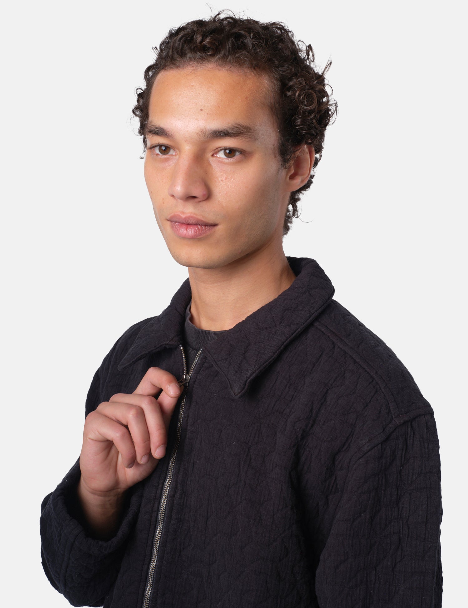 Bhode Textured Zip Jacket - Black