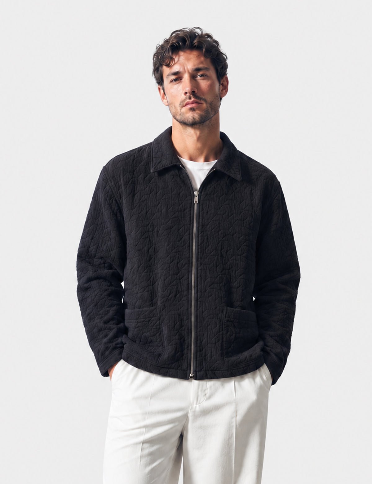 Bhode Textured Zip Jacket - Black