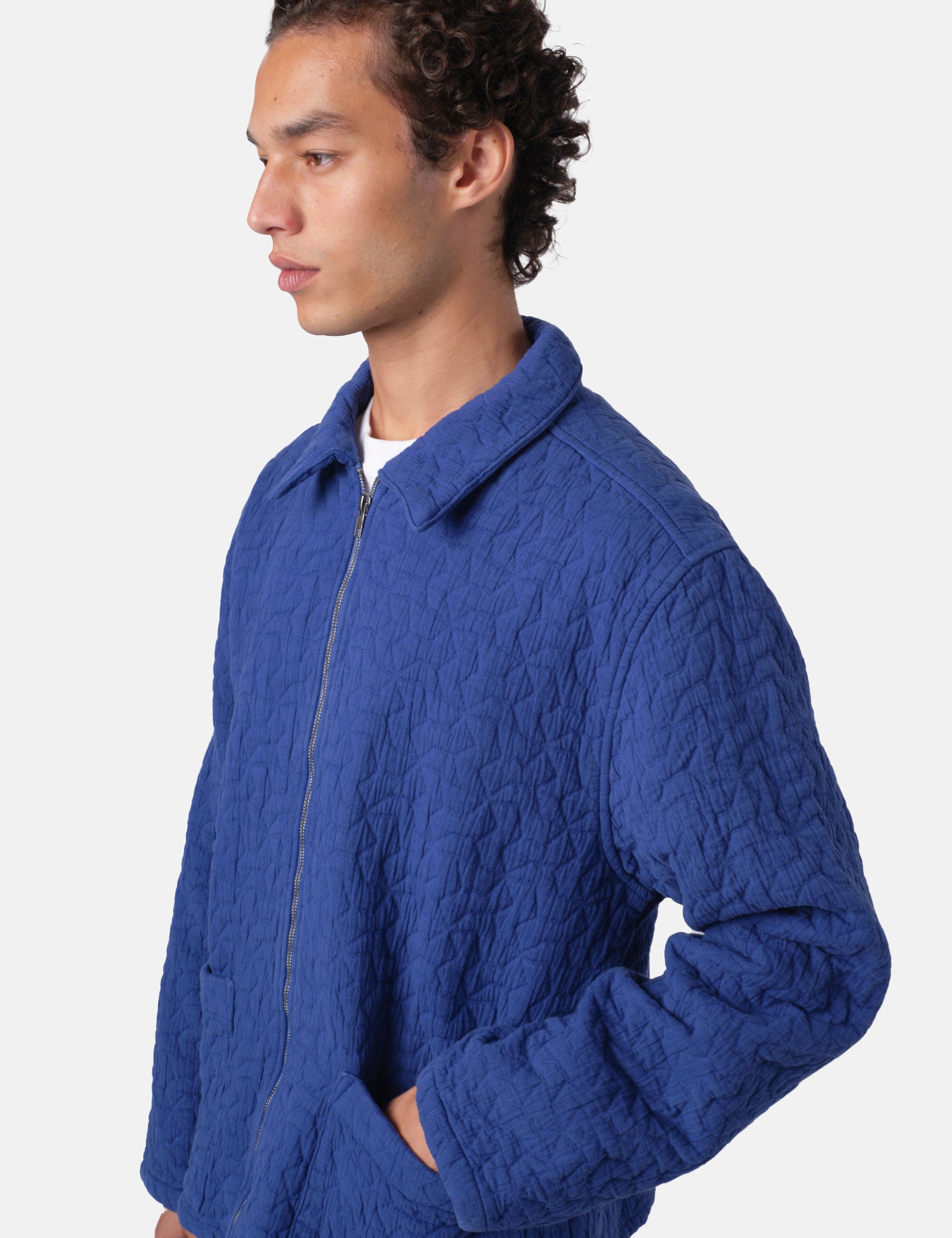 Bhode Textured Zip Jacket - Indigo Blue