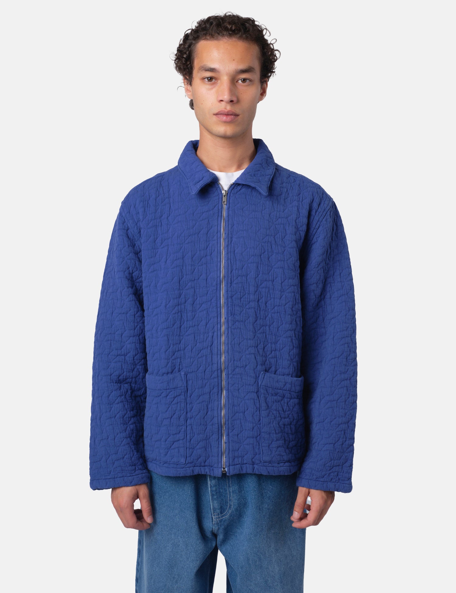 Bhode Textured Zip Jacket - Indigo Blue