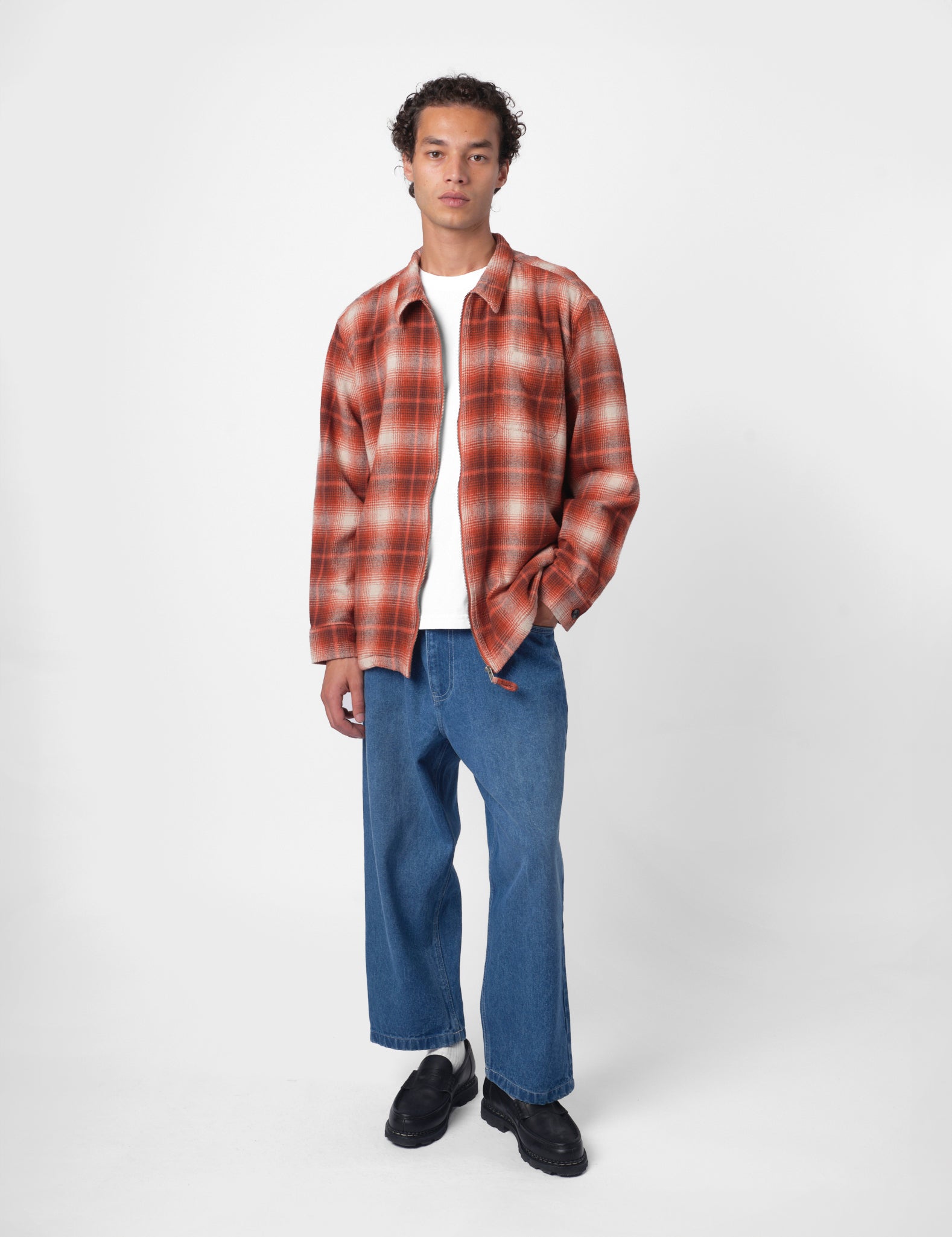 Bhode Zip Shirt Shadow Check - Rust