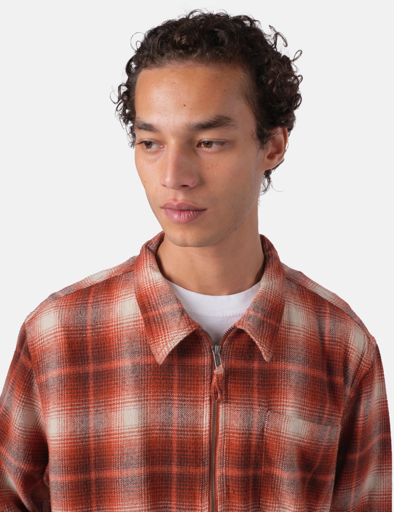 Bhode Zip Shirt Shadow Check - Rust
