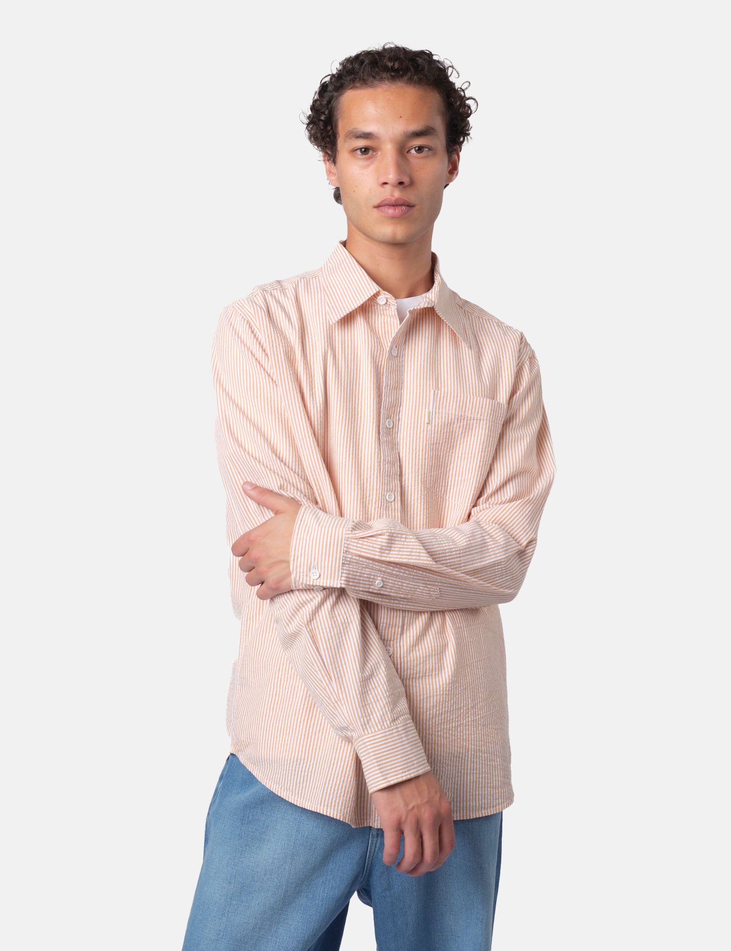 Bhode Box Seersucker Shirt - White/Rust