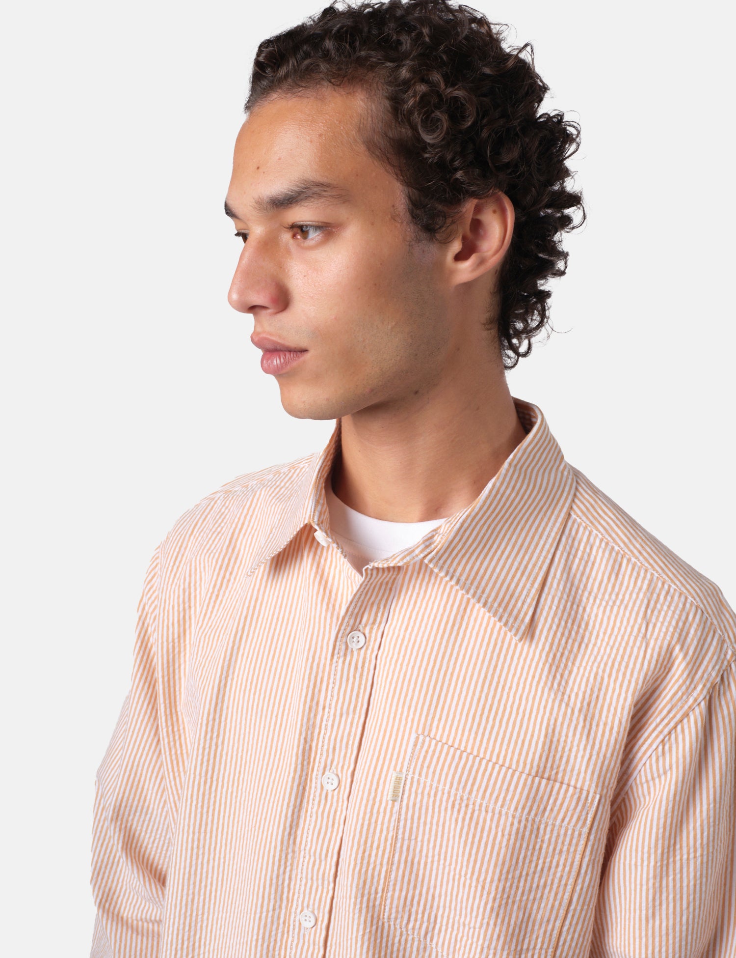 Bhode Box Seersucker Shirt - White/Rust