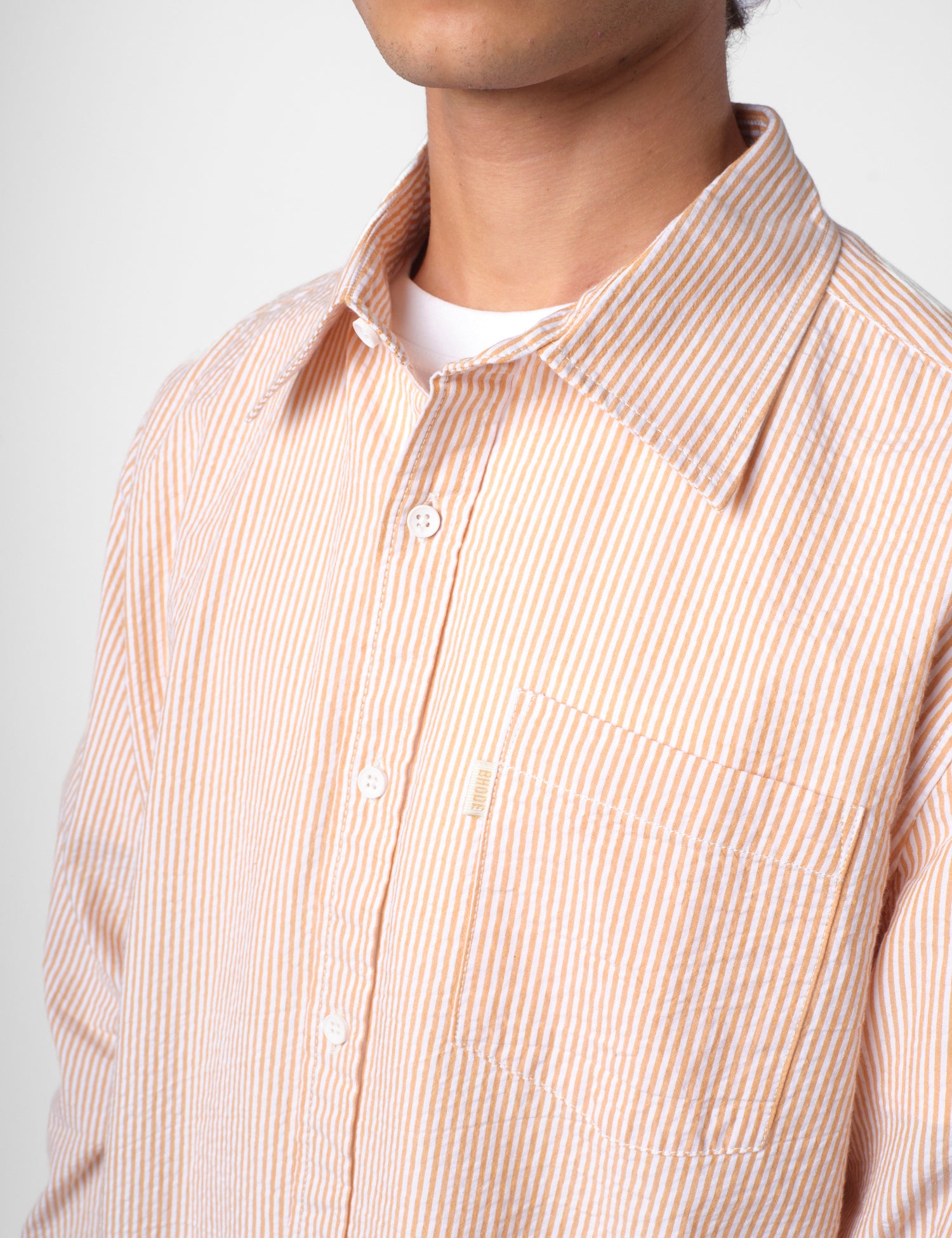 Bhode Box Seersucker Shirt - White/Rust