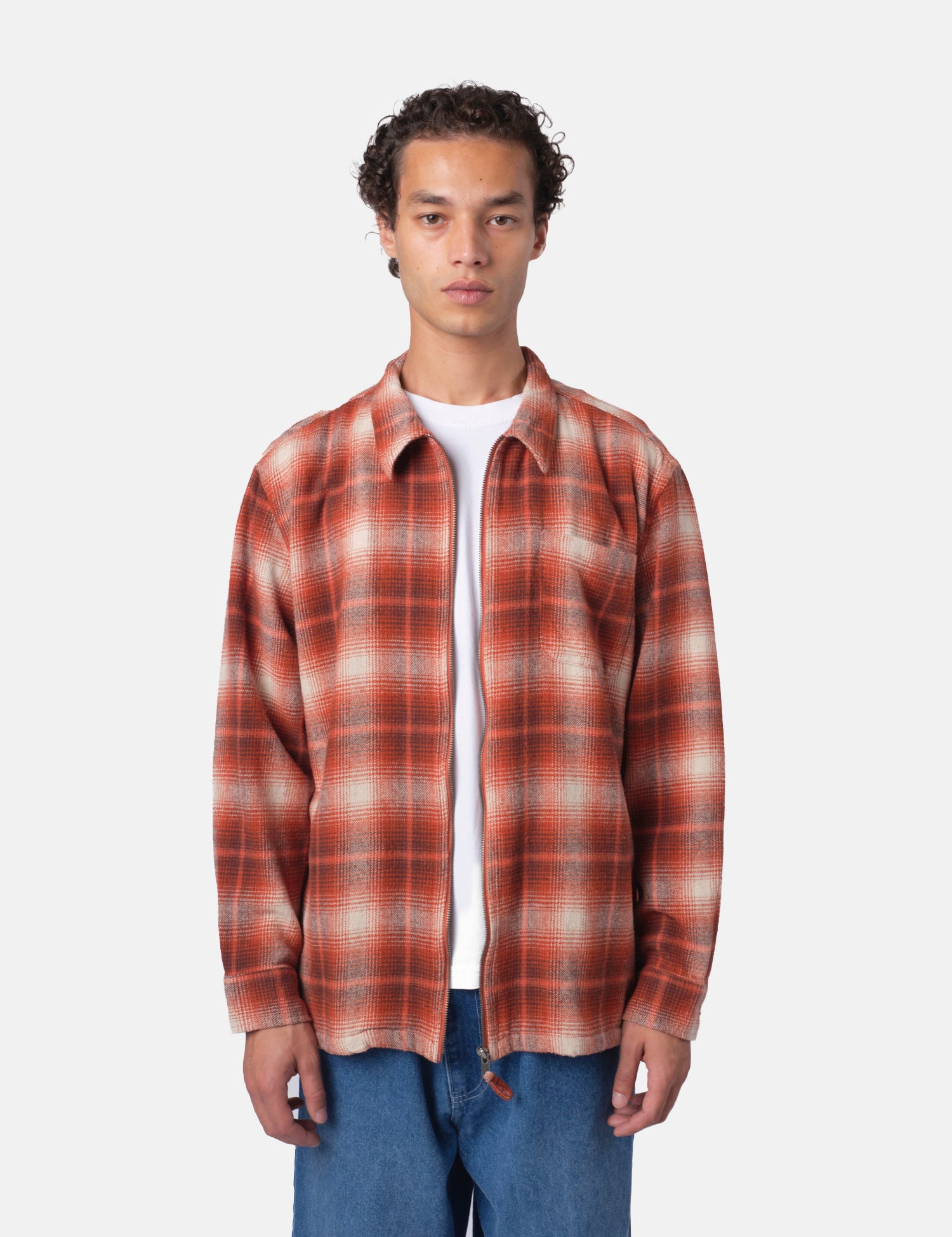 Bhode Zip Shirt Shadow Check - Rust