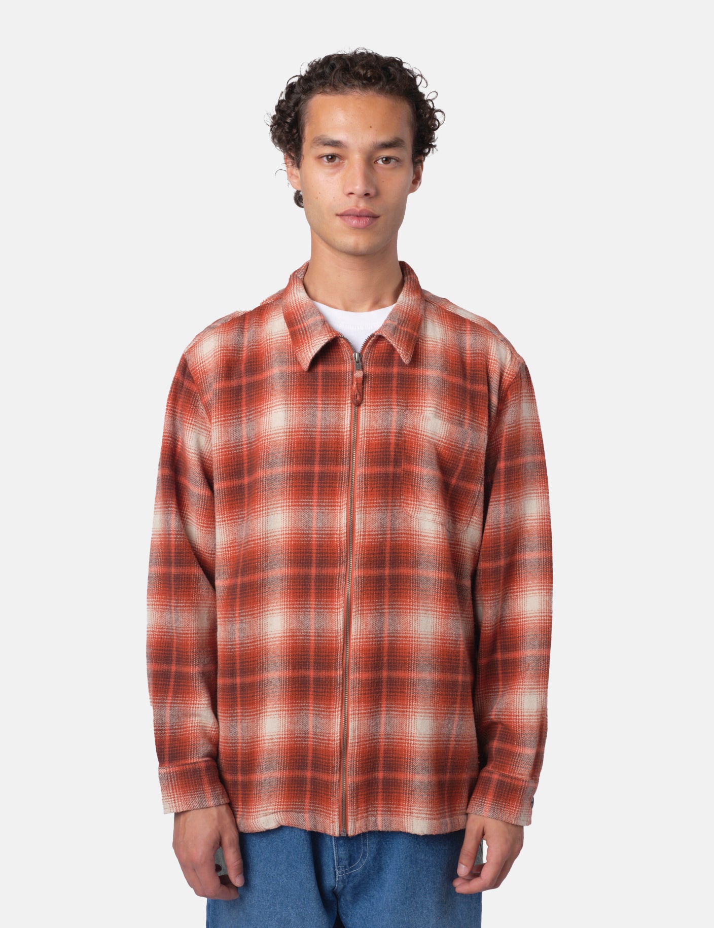 Bhode Zip Shirt Shadow Check - Rust