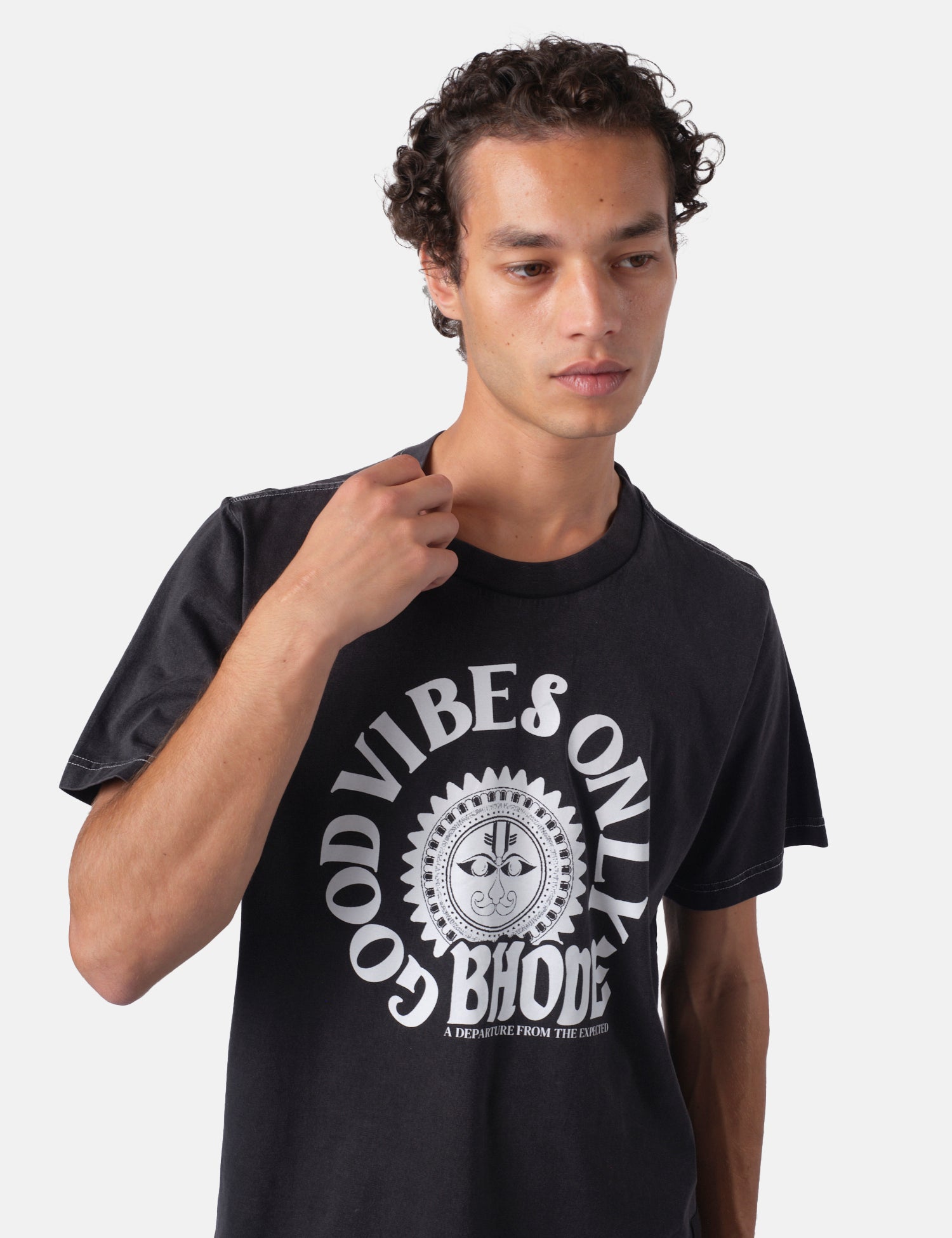 Bhode Good Vibes Pigment Dyed T-Shirt - Washed Black