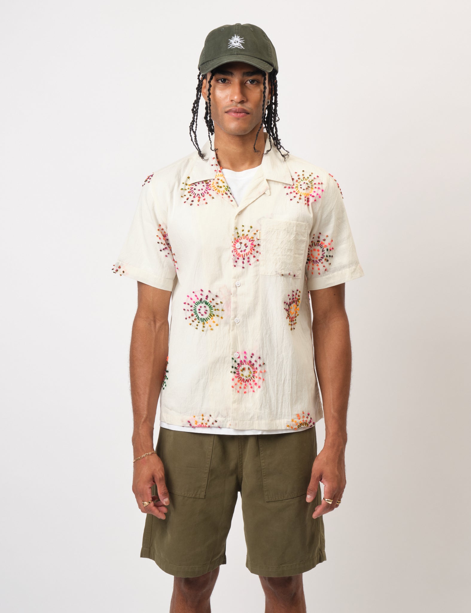 Bhode Mên-an-Tol Sun Cap - Forest Green/Ecru