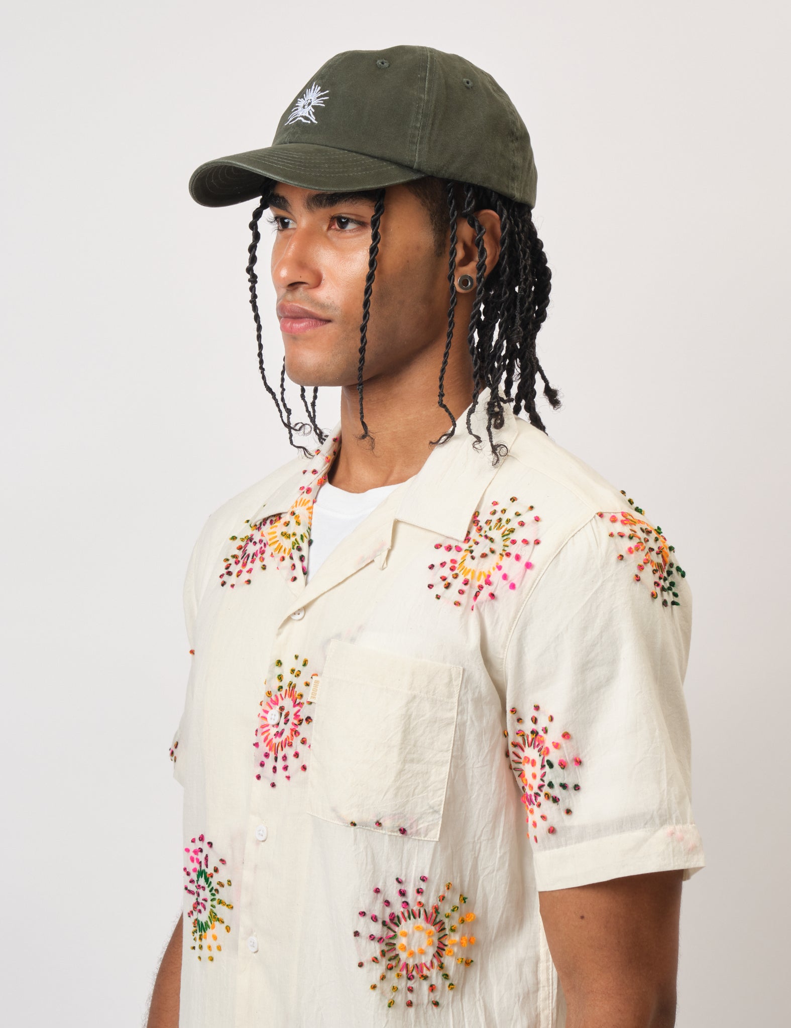 Bhode Mên-an-Tol Sun Cap - Forest Green/Ecru