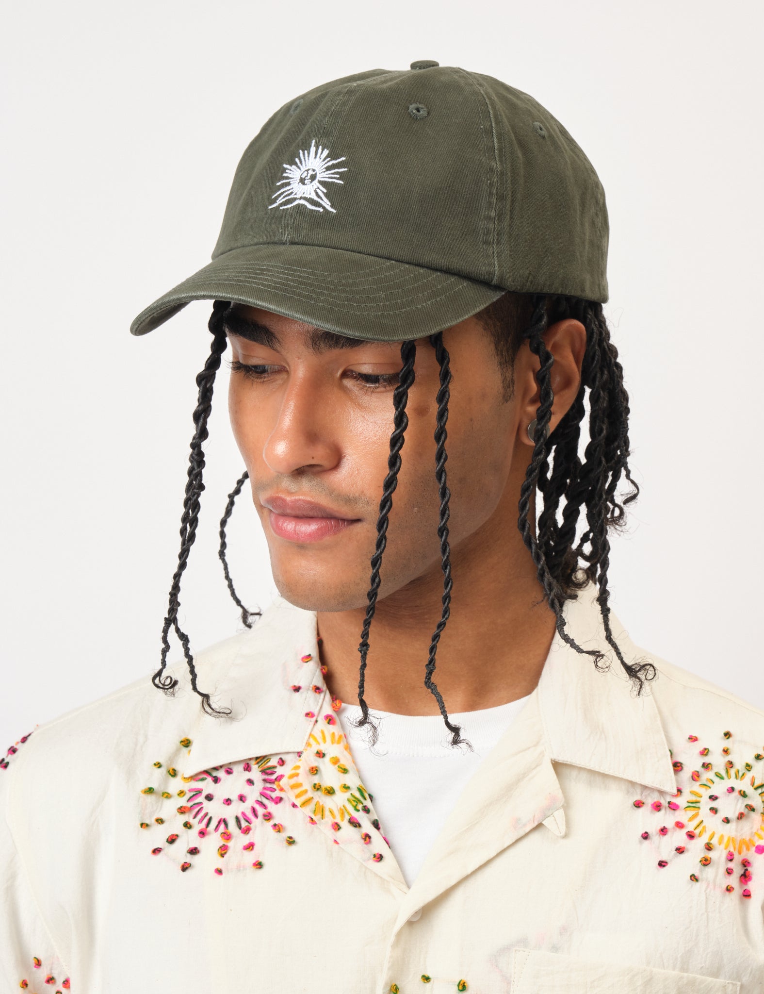 Bhode Mên-an-Tol Sun Cap - Forest Green/Ecru