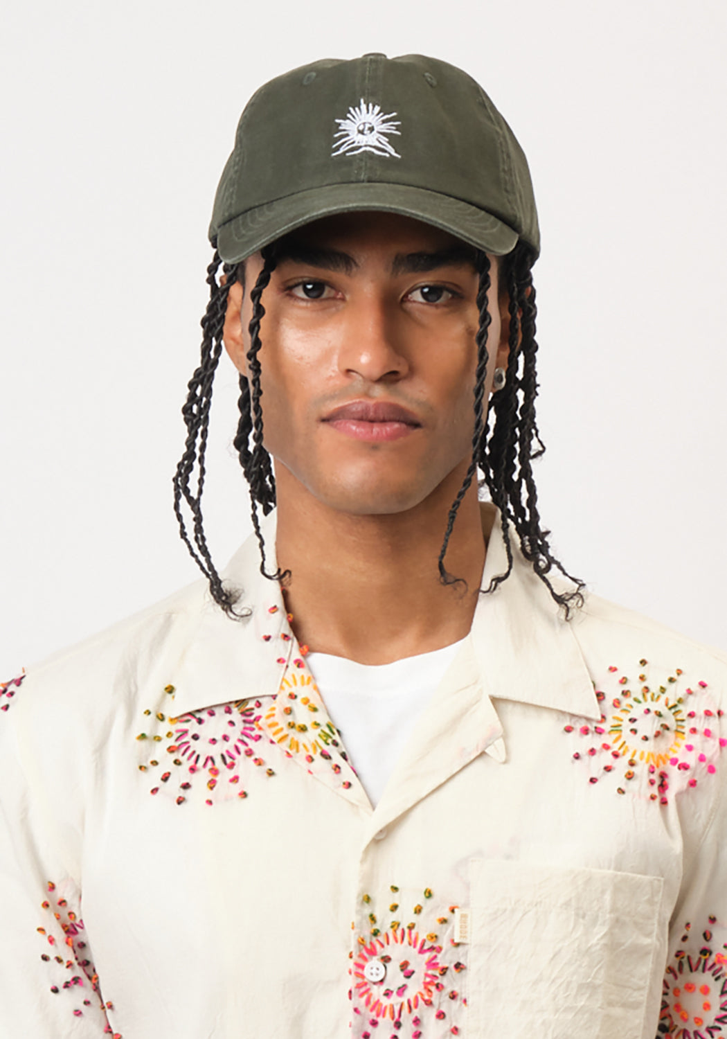 Bhode Mên-an-Tol Sun Cap - Forest Green/Ecru
