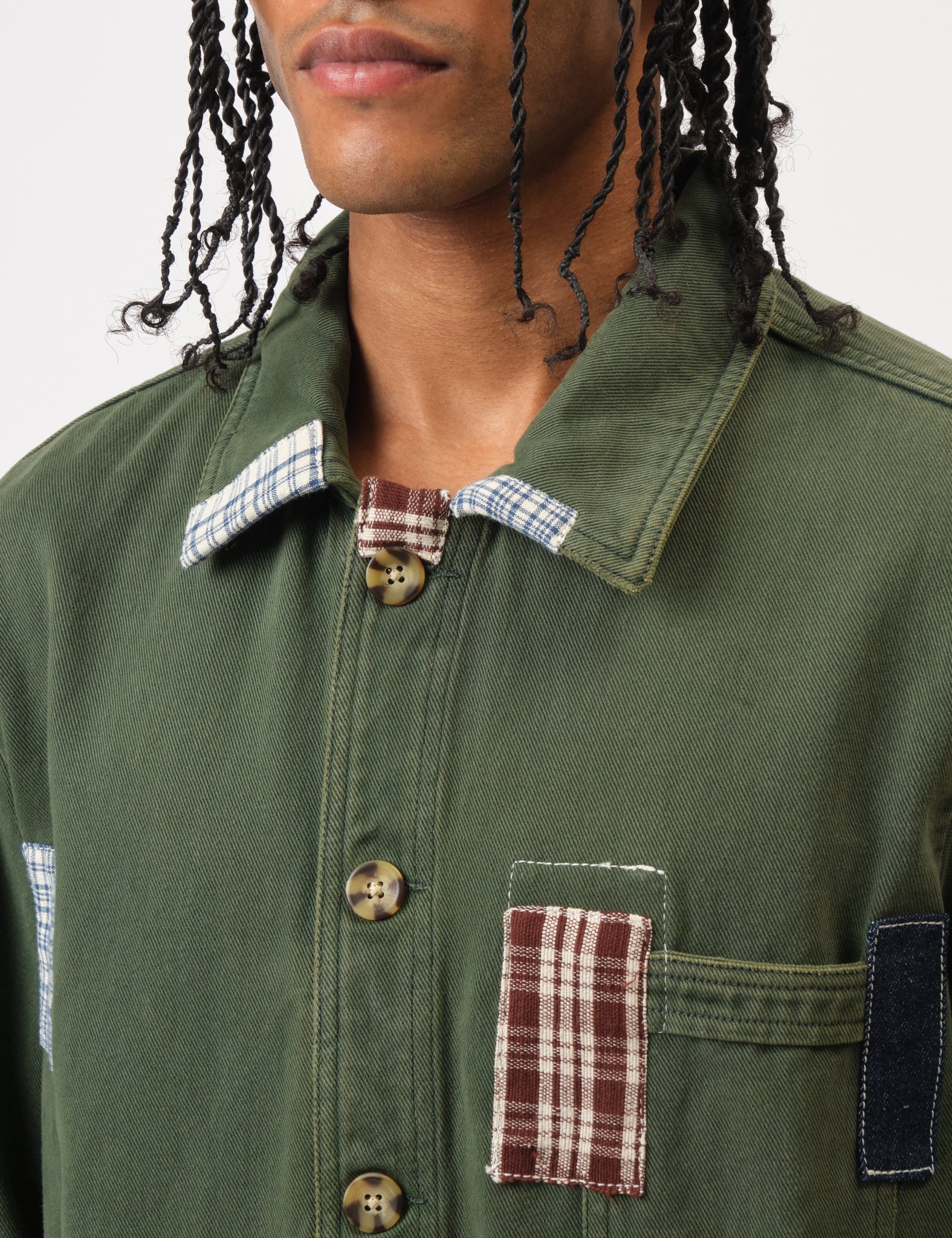 Bhode Chore Jacket (Patchwork) - Ever Green
