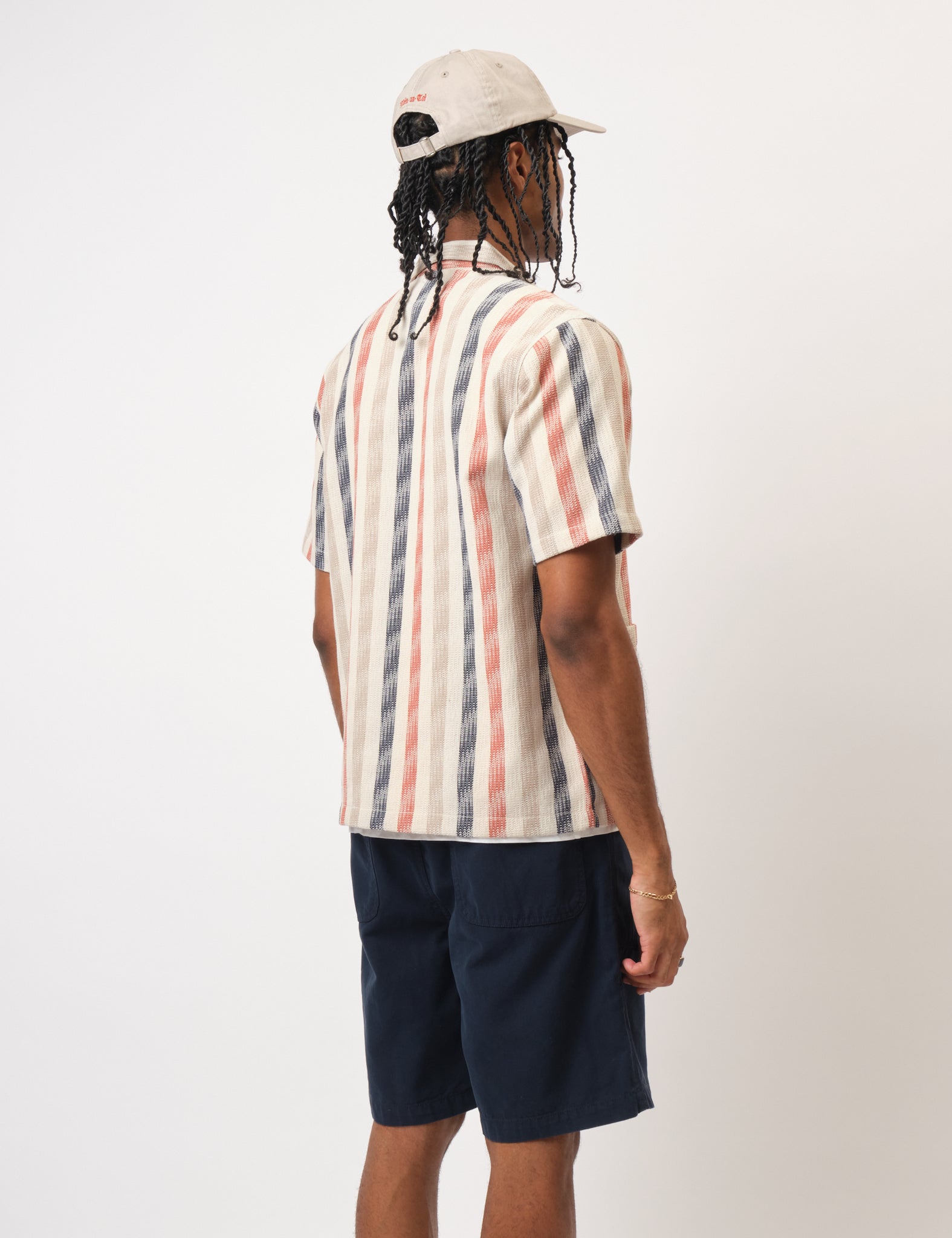 Bhode Cuban Stripe Short Sleeve Shirt - Stone