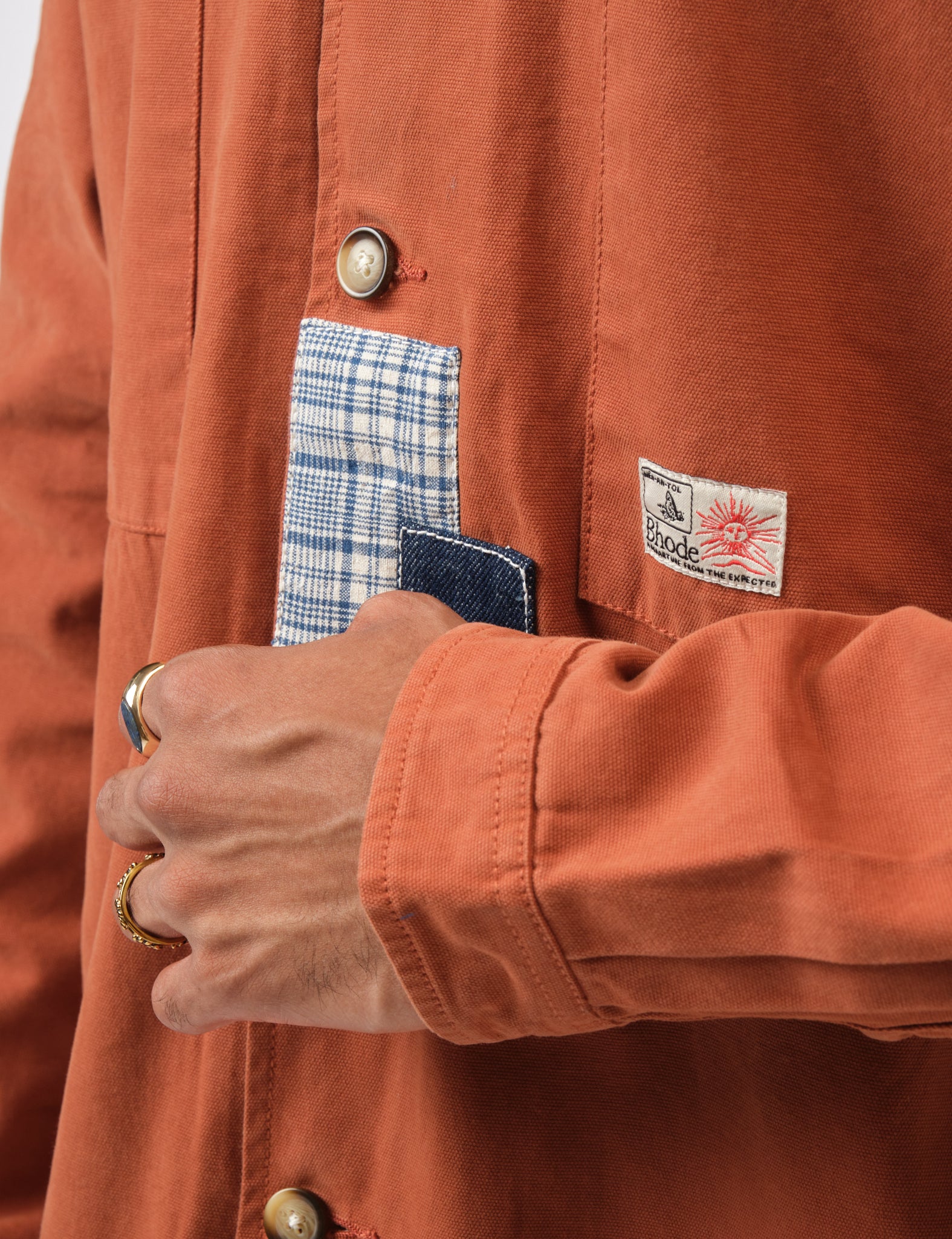 Bhode Hunting Overshirt Twill (Patchwork) - Rust