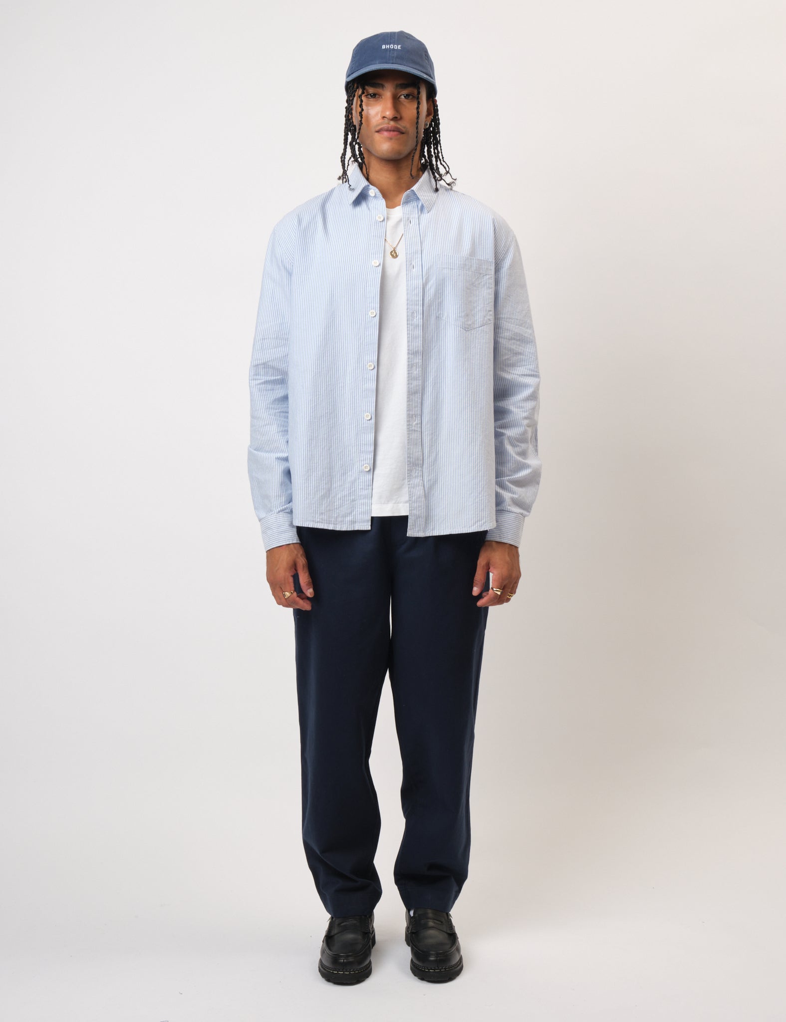 Bhode Box Oxford Shirt - White/Blue