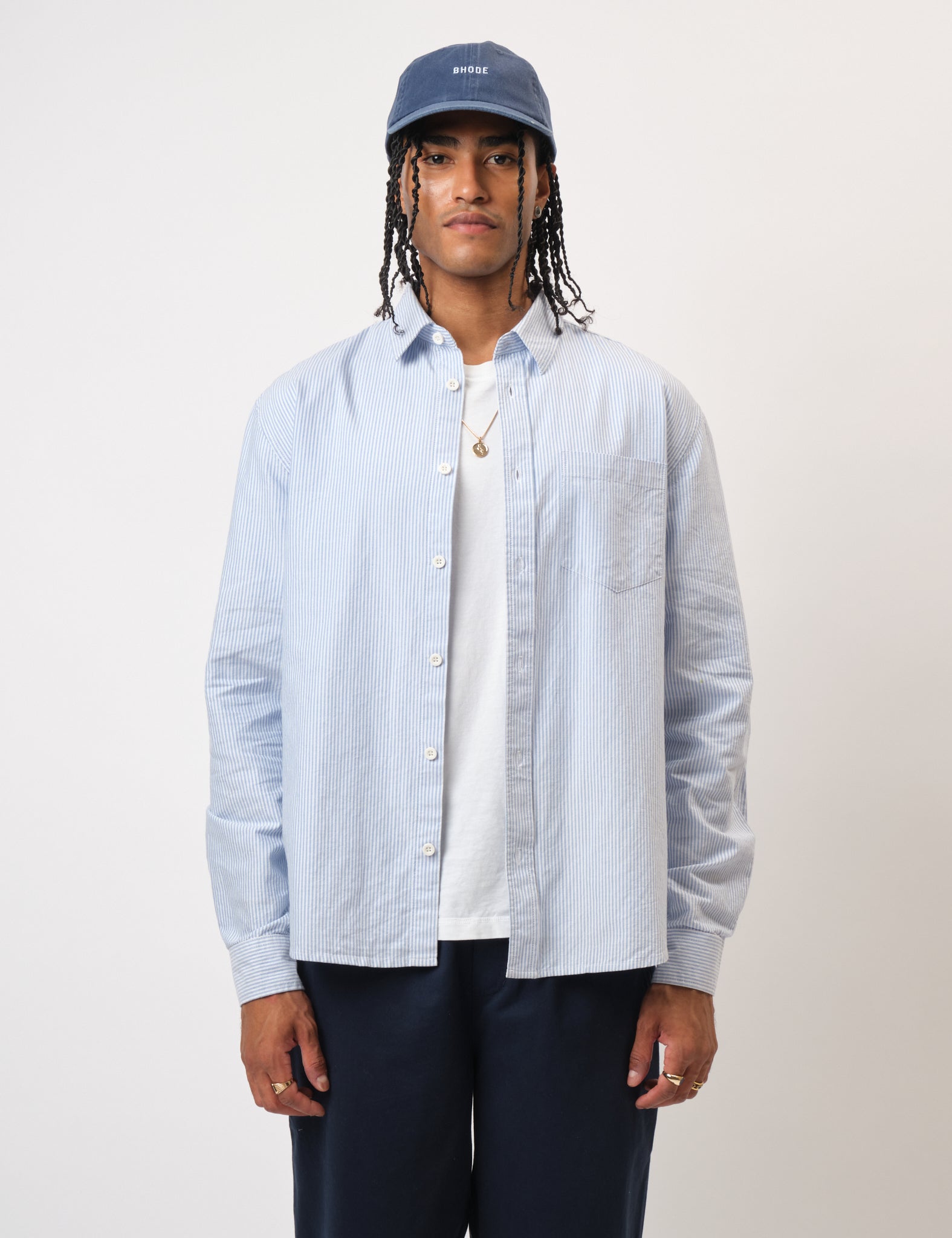 Bhode Box Oxford Shirt - White/Blue