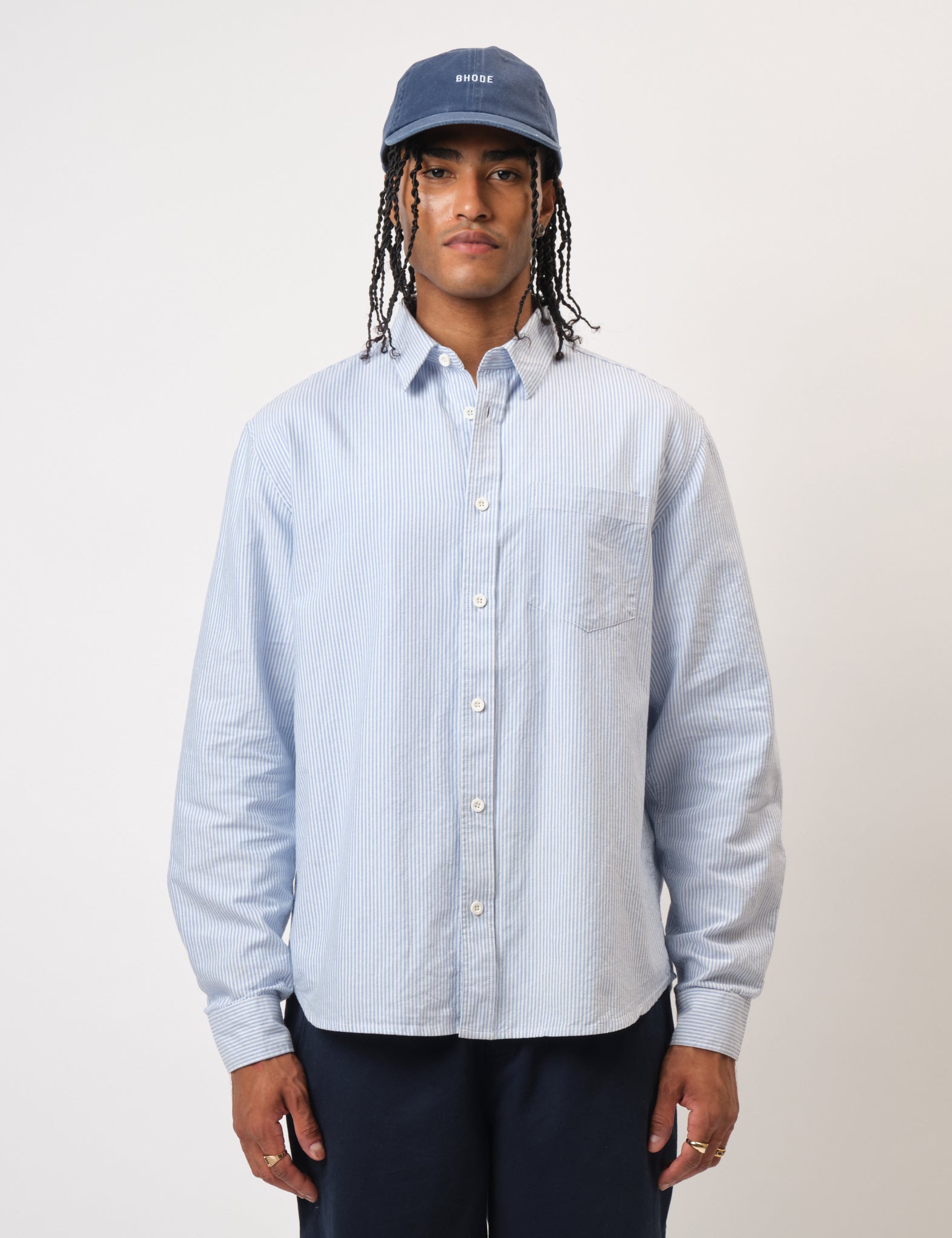 Bhode Box Oxford Shirt - White/Blue