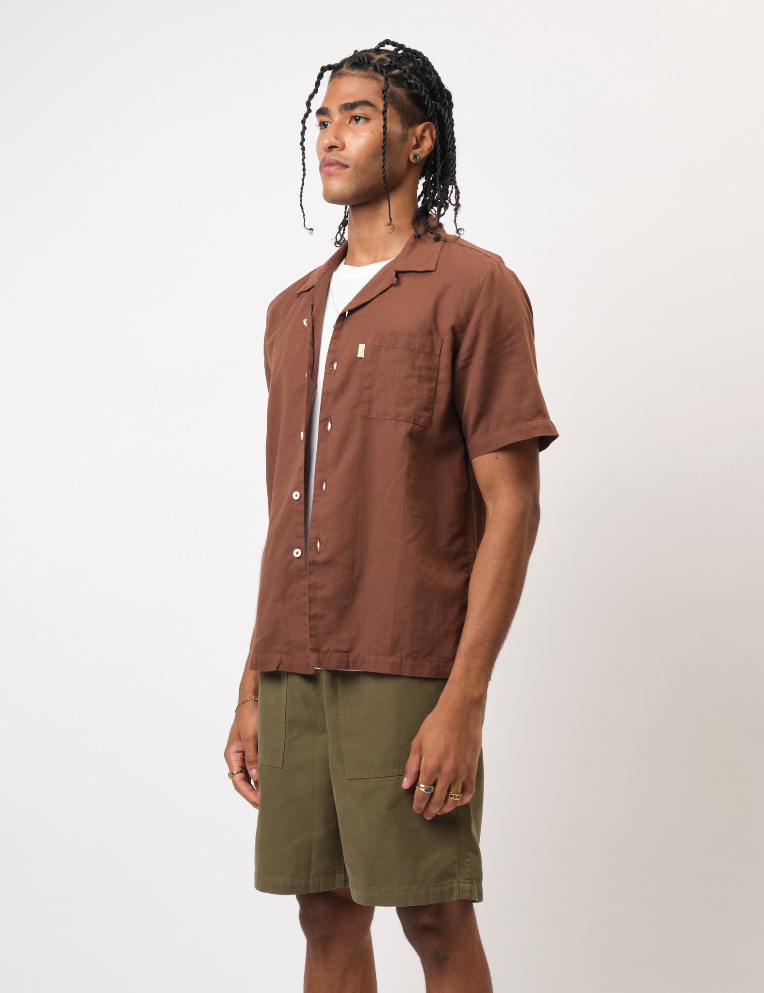 Bhode Cuca Short Sleeve Shirt (Linen) - Brown