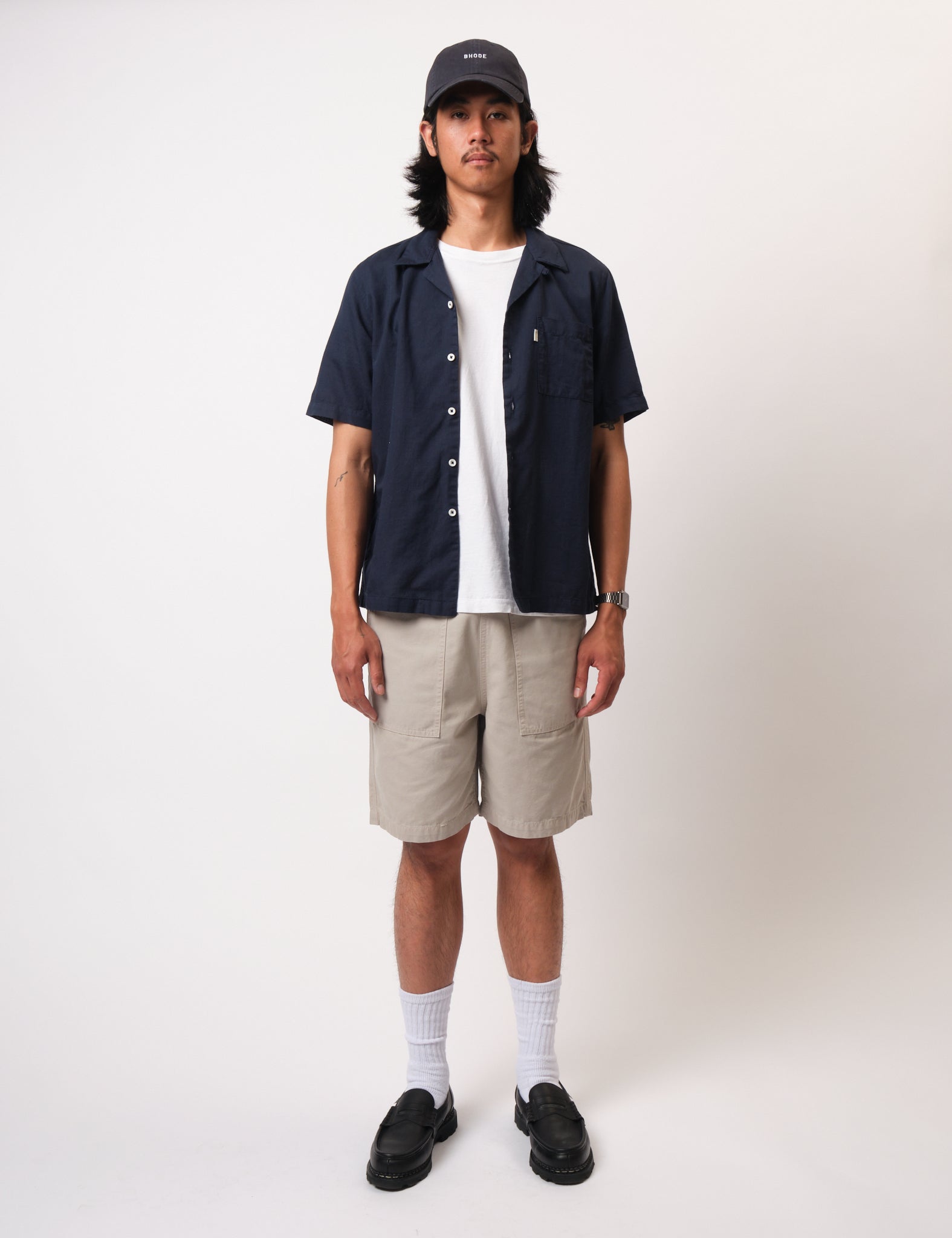 Bhode Cuca Short Sleeve Shirt (Linen) - Midnight Navy Blue
