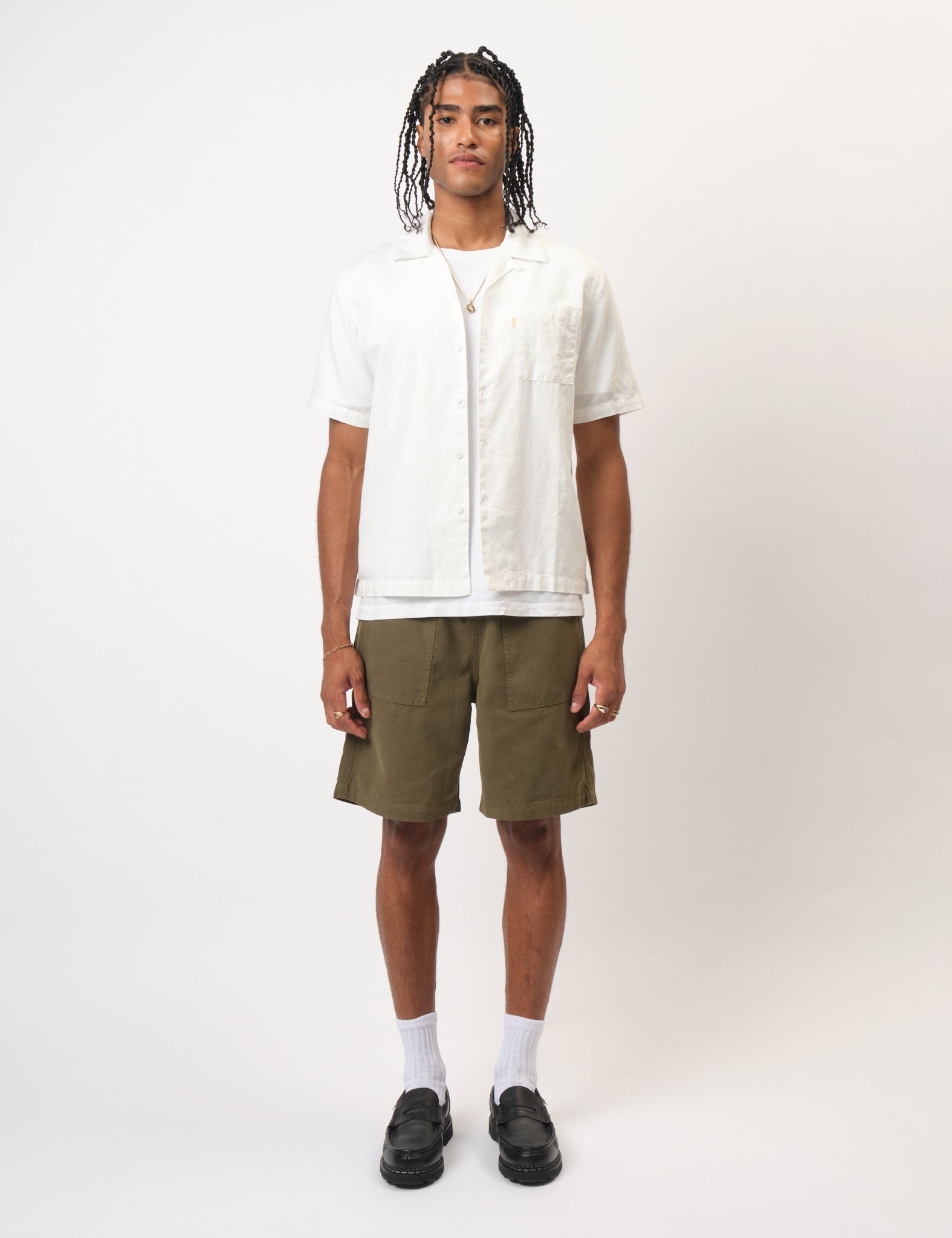 Bhode Cuca Short Sleeve Shirt (Linen) - Ivory White