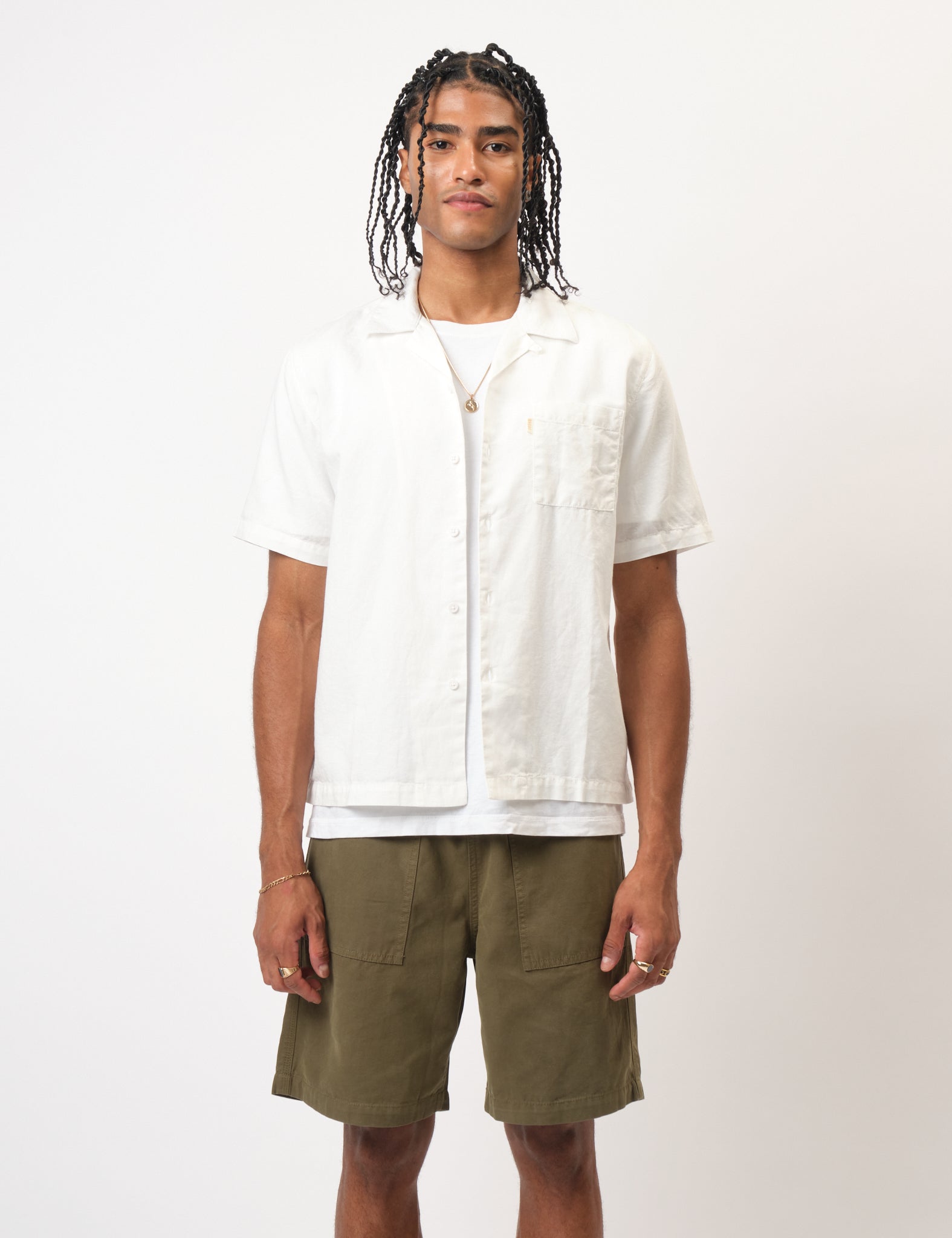 Bhode Cuca Short Sleeve Shirt (Linen) - Ivory White
