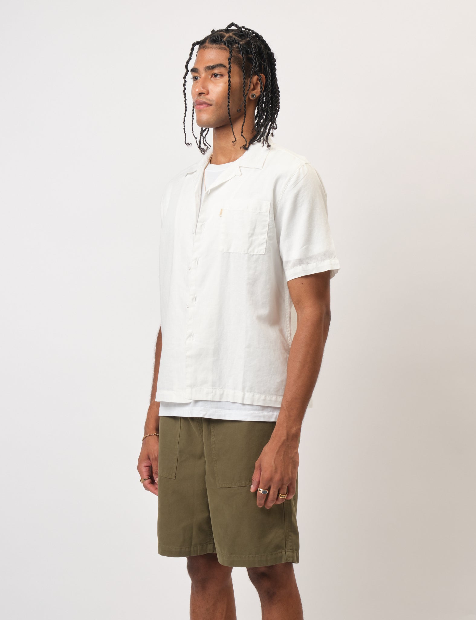 Bhode Cuca Short Sleeve Shirt (Linen) - Ivory White