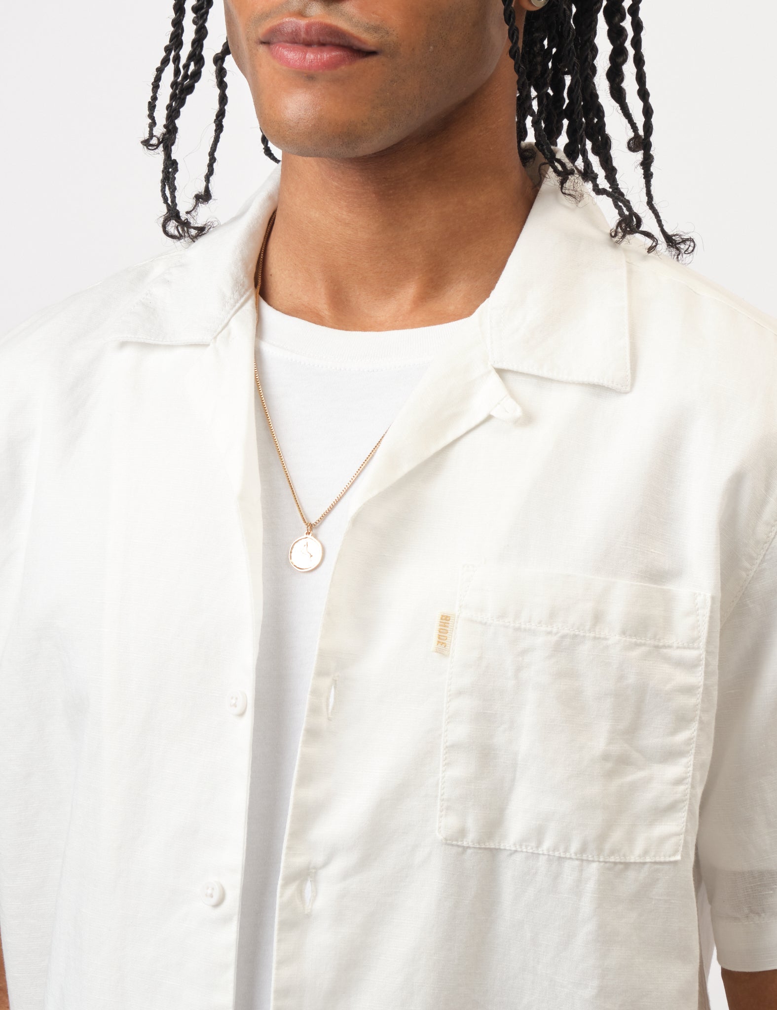 Bhode Cuca Short Sleeve Shirt (Linen) - Ivory White