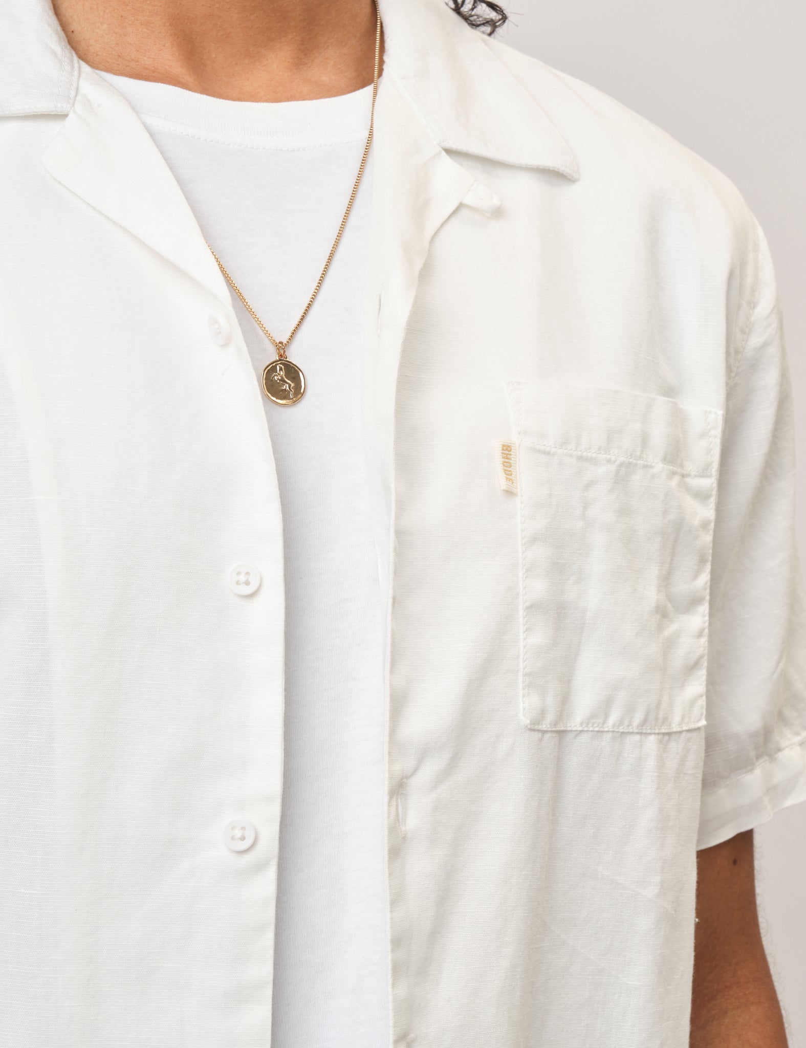 Bhode Cuca Short Sleeve Shirt (Linen) - Ivory White