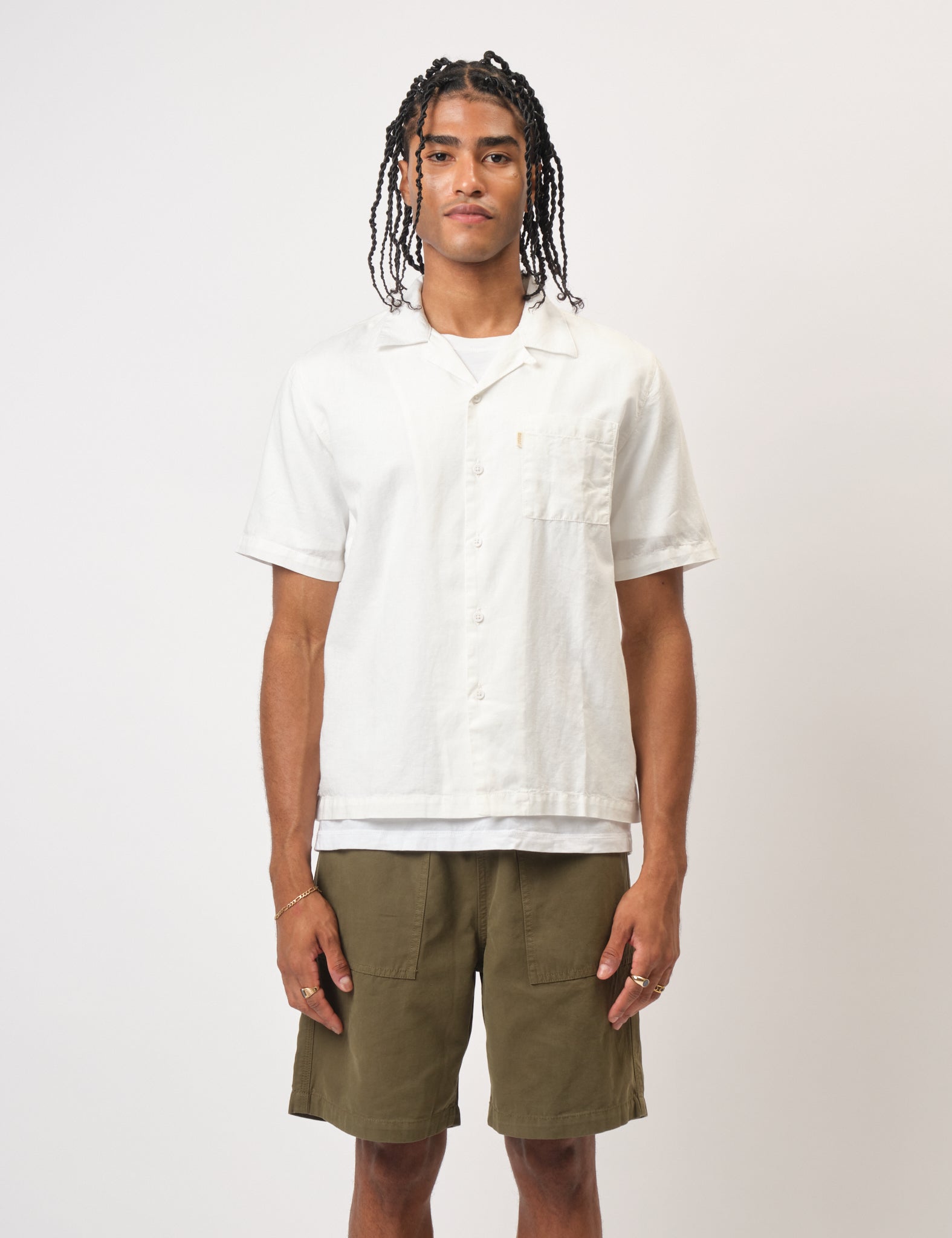 Bhode Cuca Short Sleeve Shirt (Linen) - Ivory White